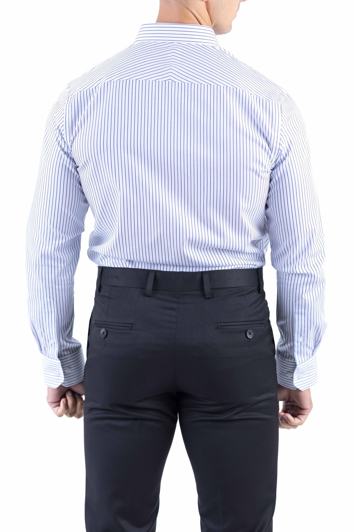 Crocodile Men Formal Stripe Slim Fit Shirt - Blue