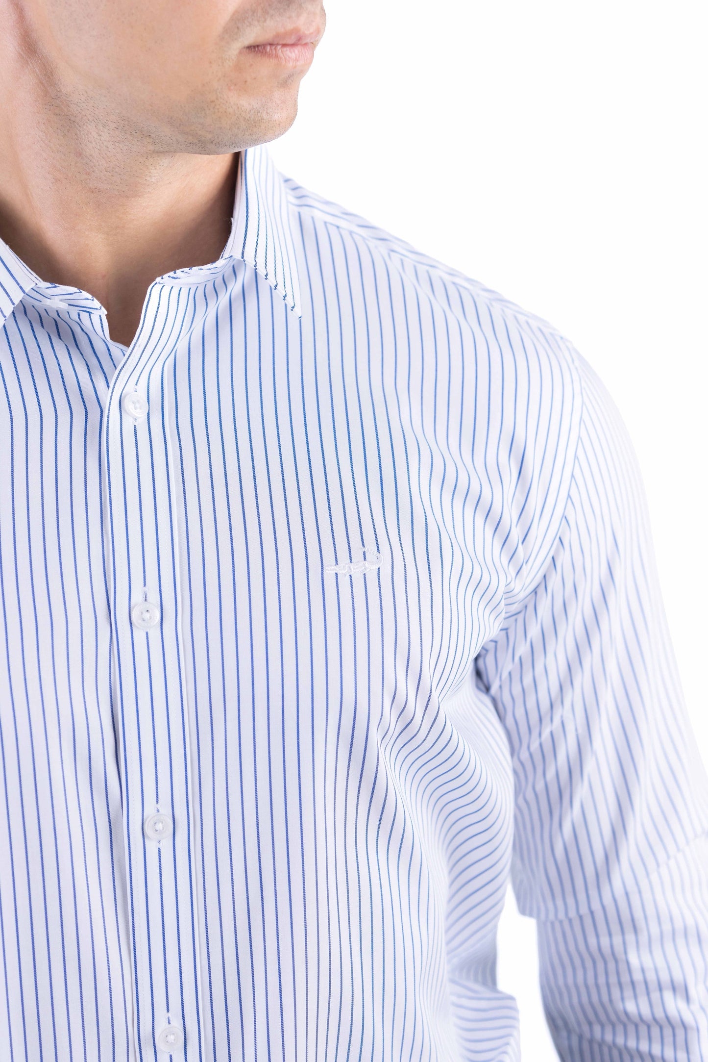 Crocodile Men Formal Stripe Slim Fit Shirt - Blue
