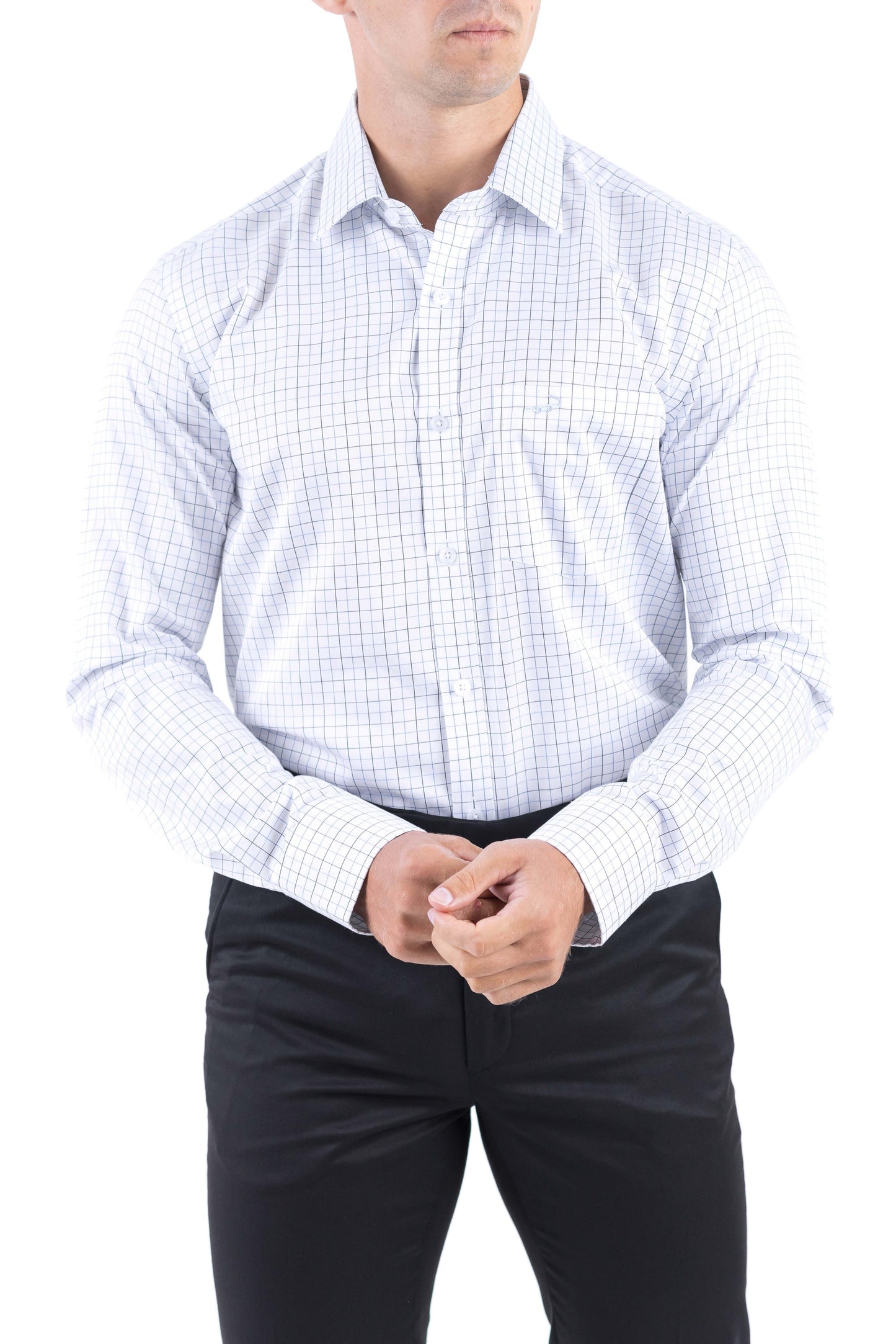 Crocodile Men Formal Checks Slim Fit Shirt - Insignia Blue