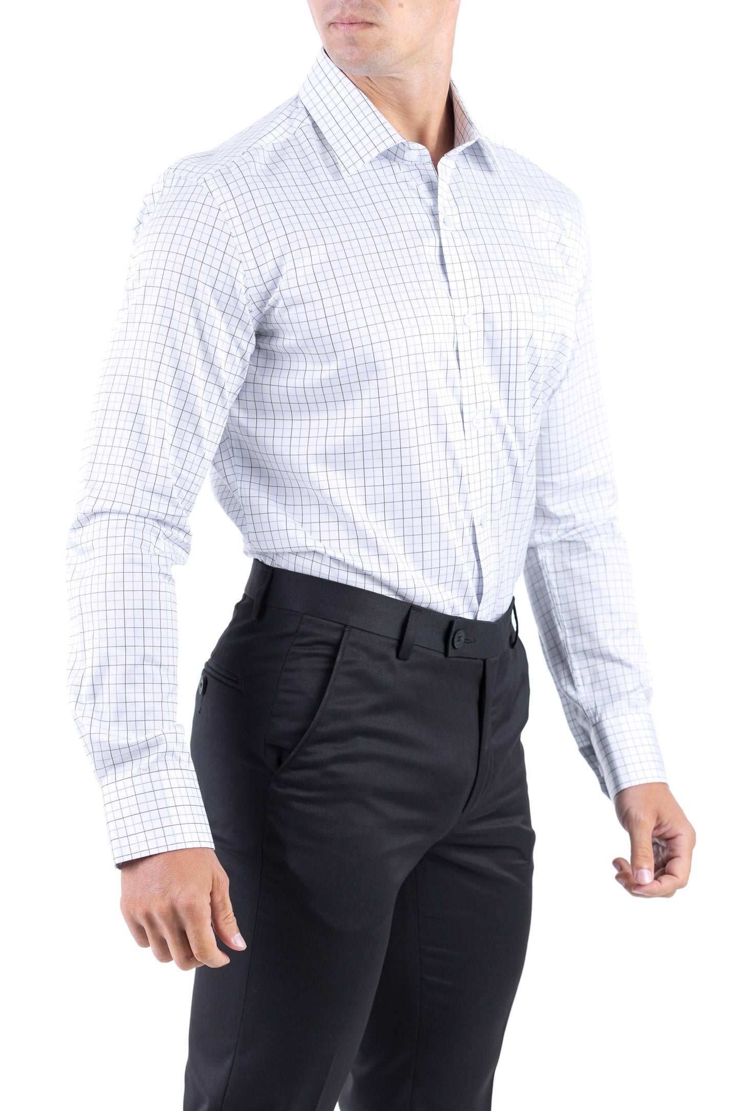 Crocodile Men Formal Checks Slim Fit Shirt - Insignia Blue