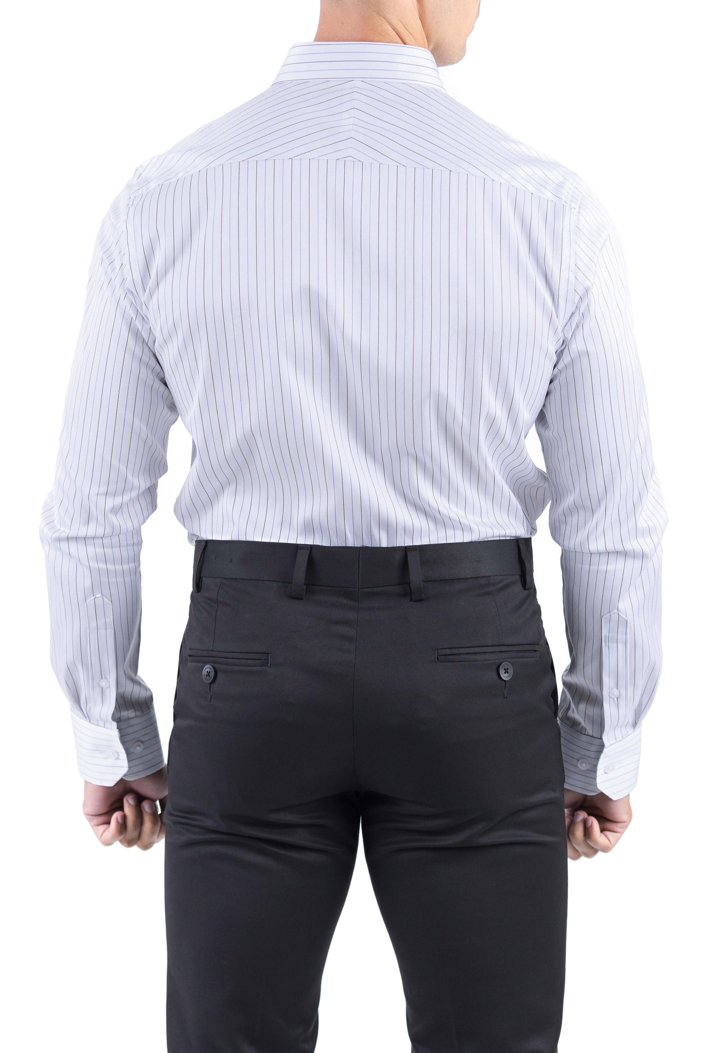 Crocodile Men Formal Stripe Slim Fit Shirt - Vista Blue