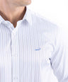 Crocodile Men Formal Stripe Slim Fit Shirt - Vista Blue
