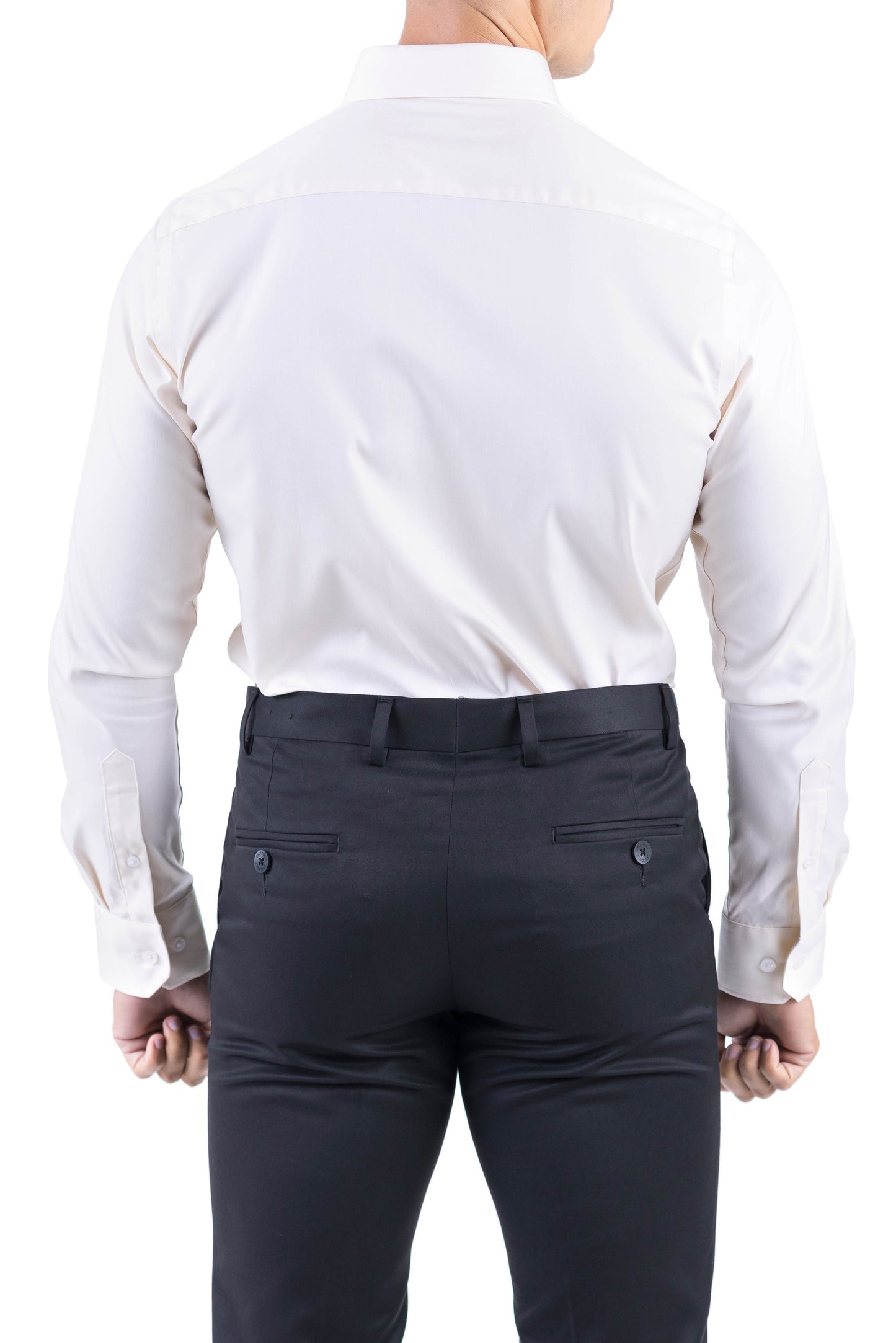 Crocodile Men Formal Plain Slim Fit Shirt - Cream Gold