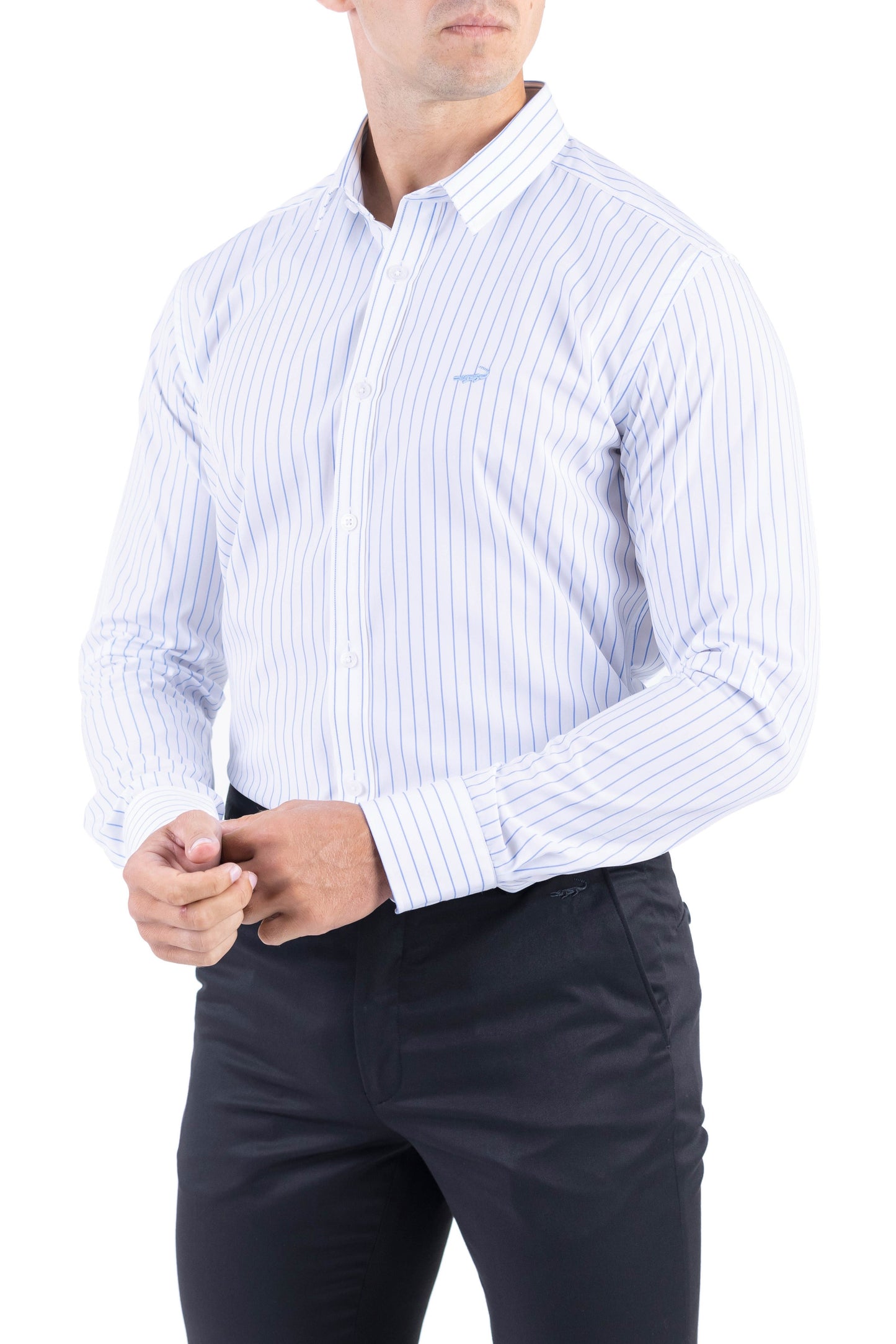 Crocodile Men Formal Stripe Slim Fit Shirt - Jet Set