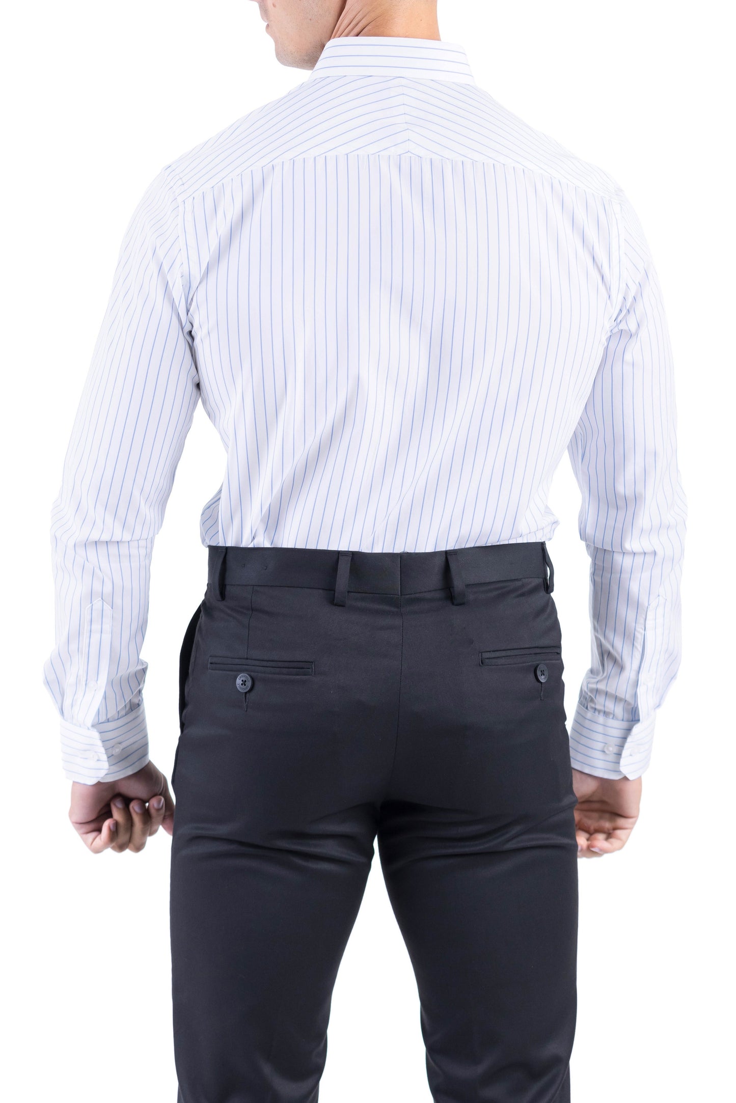 Crocodile Men Formal Stripe Slim Fit Shirt - Jet Set