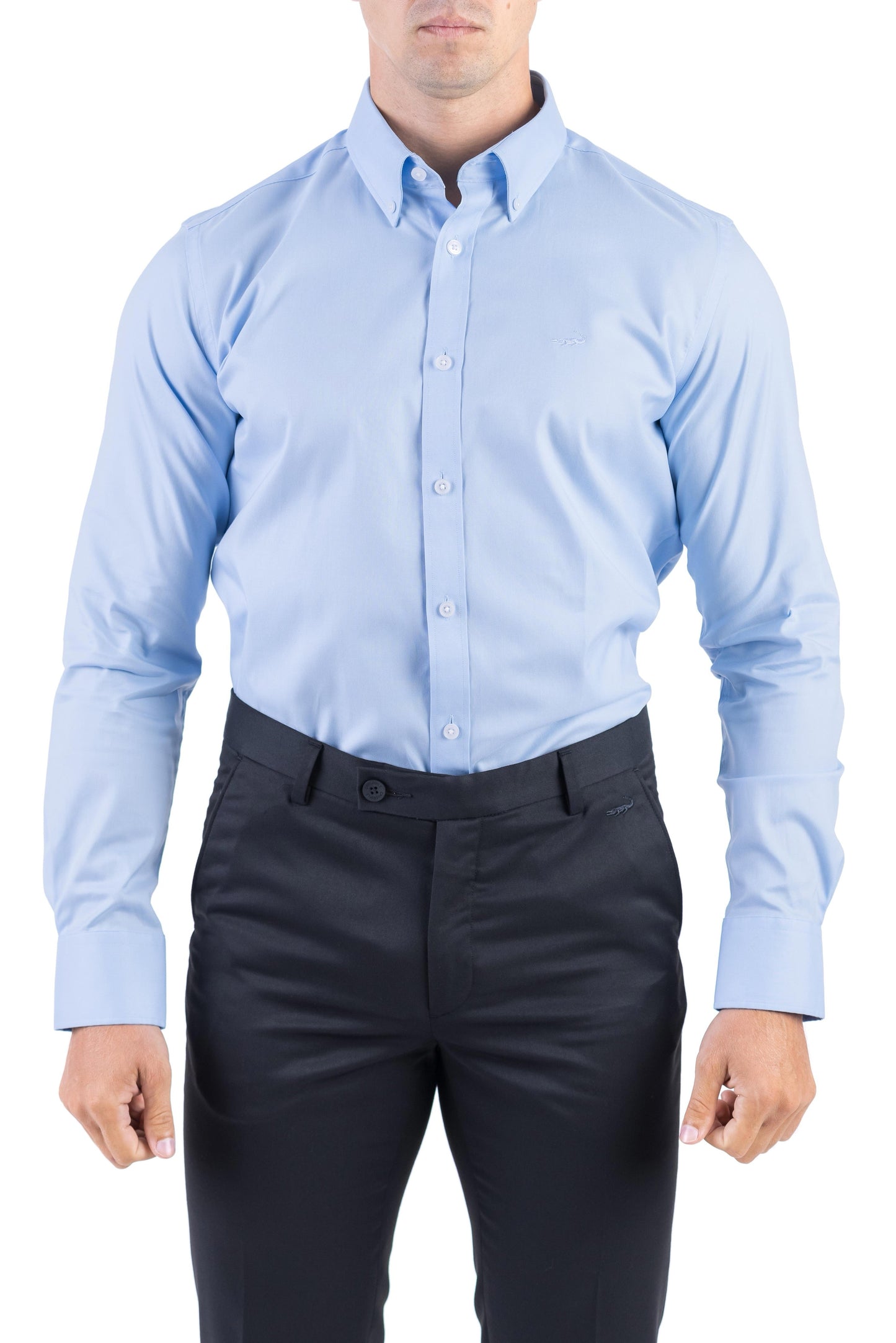 Crocodile Men Formal Plain Slim Fit Shirt - Sky Blue