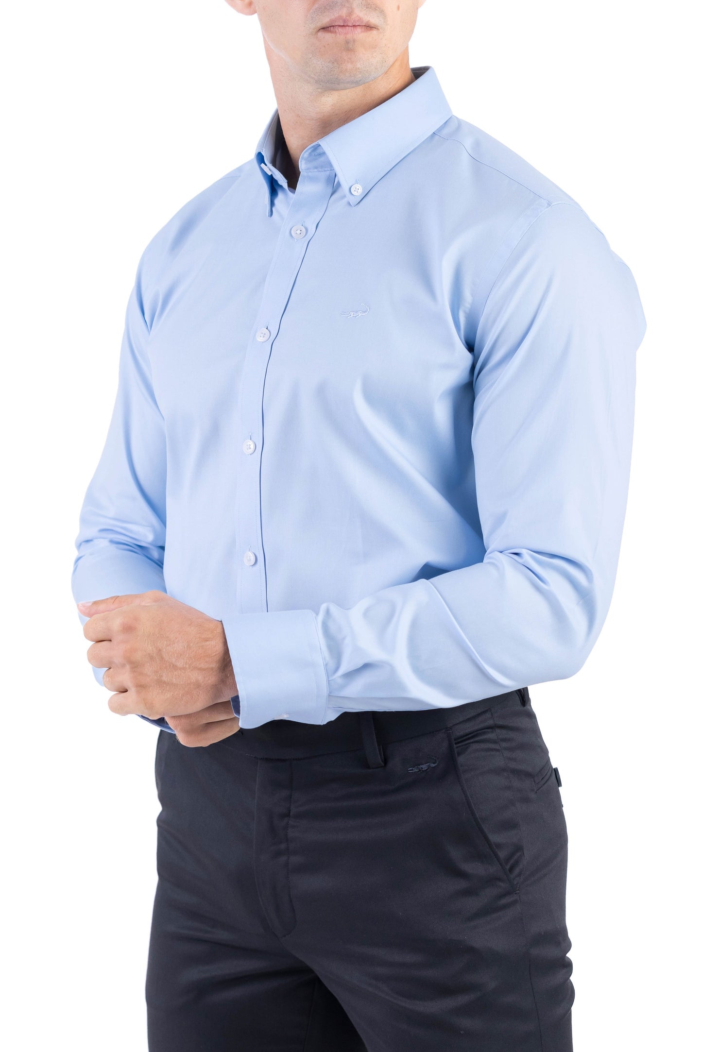 Crocodile Men Formal Plain Slim Fit Shirt - Sky Blue
