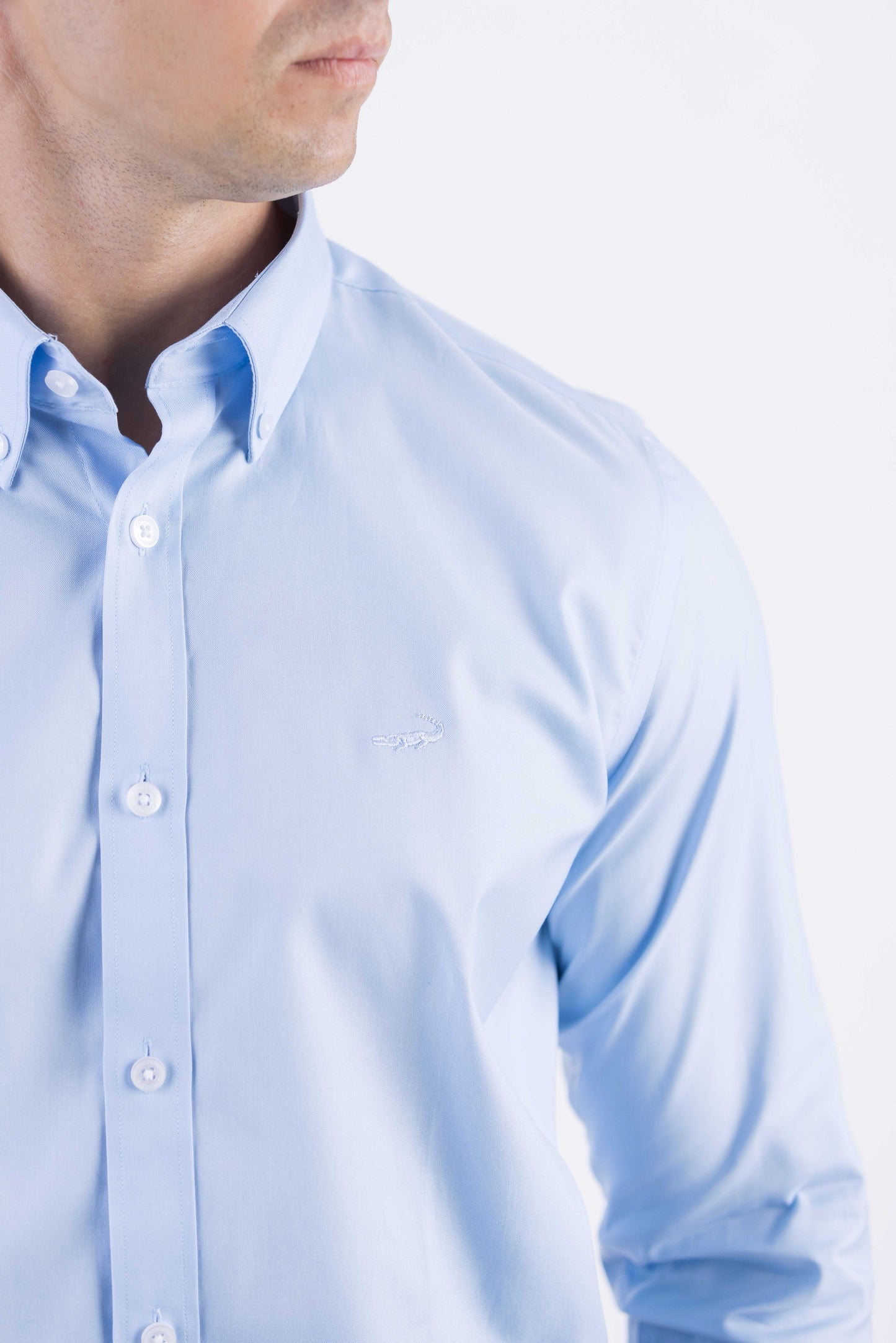 Crocodile Men Formal Plain Slim Fit Shirt - Sky Blue
