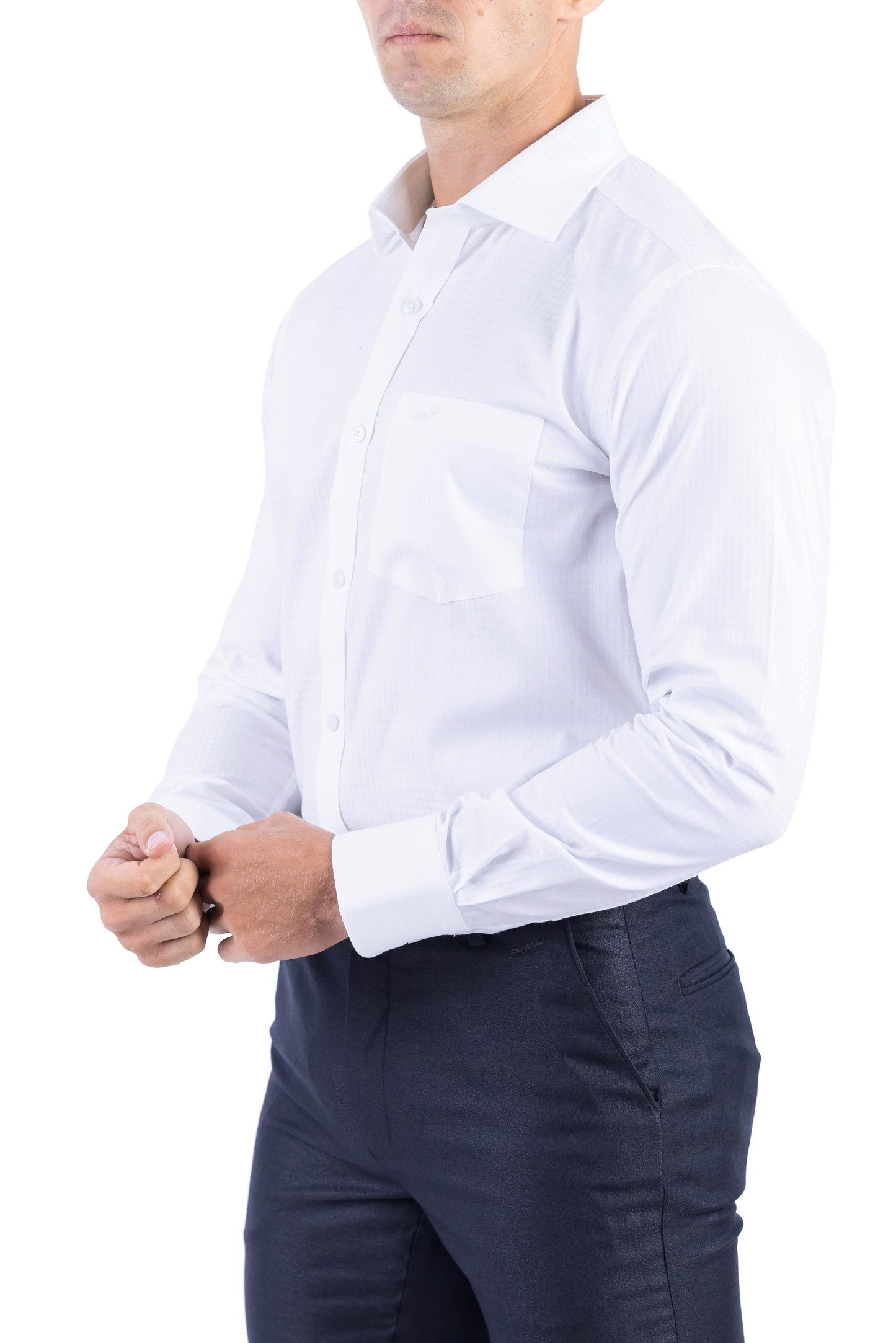 Crocodile Men Formal Plain Slim Fit Shirt - Snow White