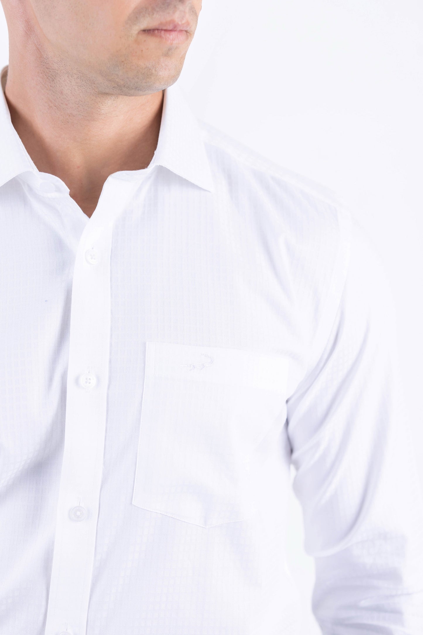 Crocodile Men Formal Plain Slim Fit Shirt - Snow White