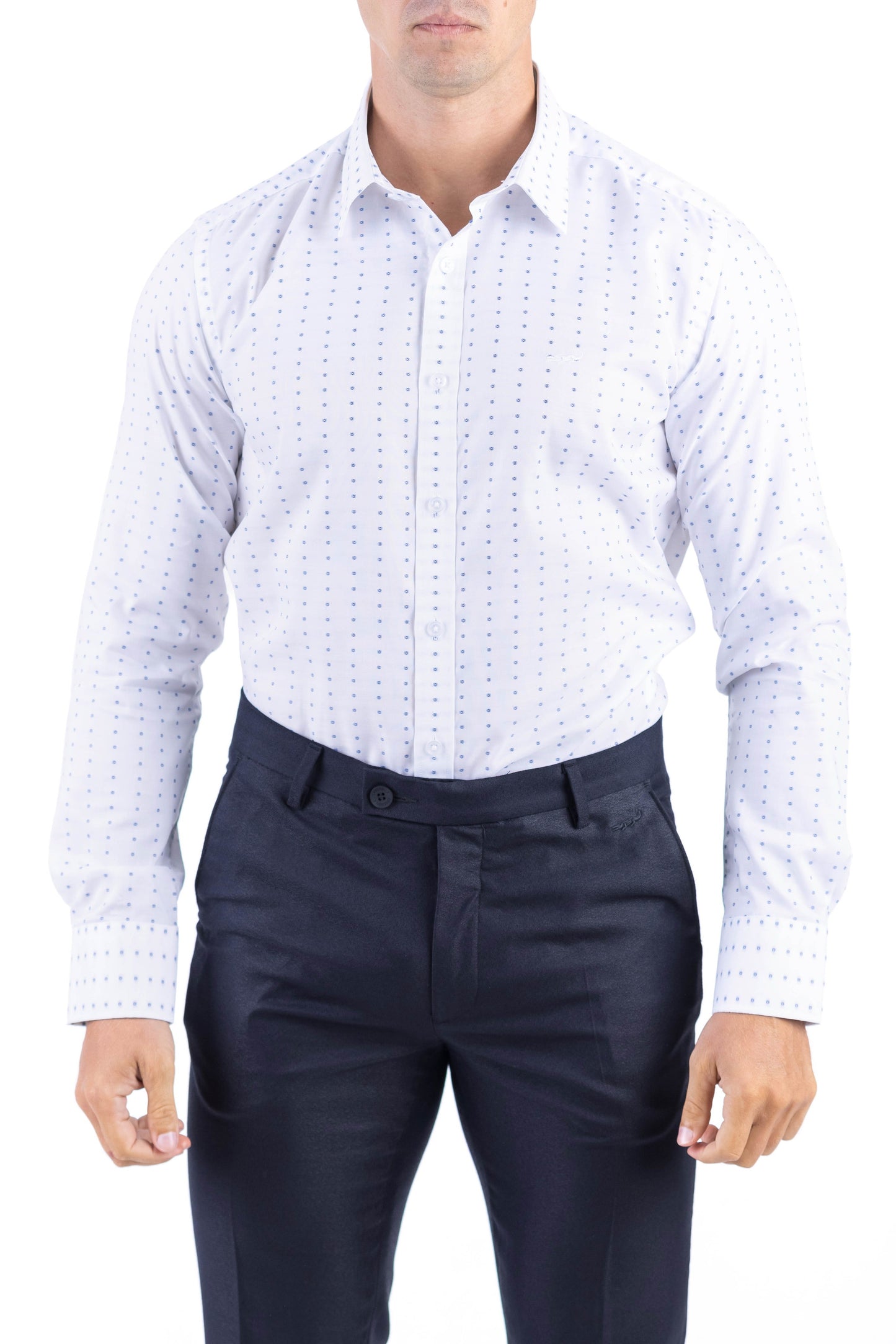 Crocodile Men Formal Printed Slim Fit Shirt - Baby Blue