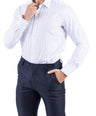 Crocodile Men Formal Printed Slim Fit Shirt - Baby Blue