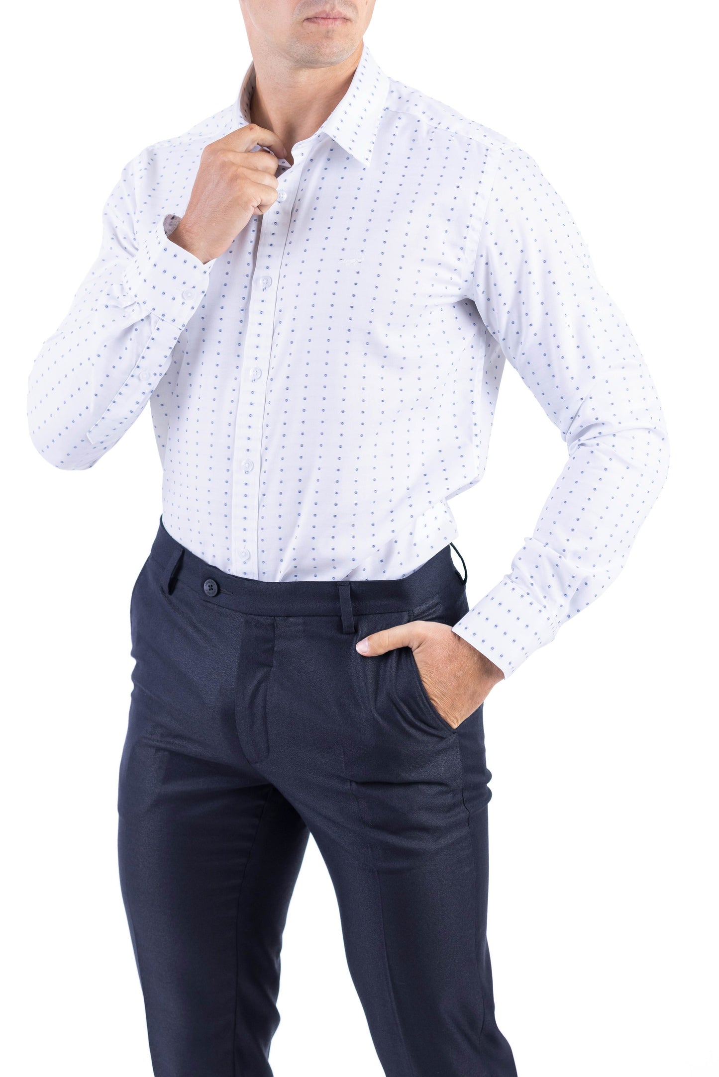 Crocodile Men Formal Printed Slim Fit Shirt - Baby Blue