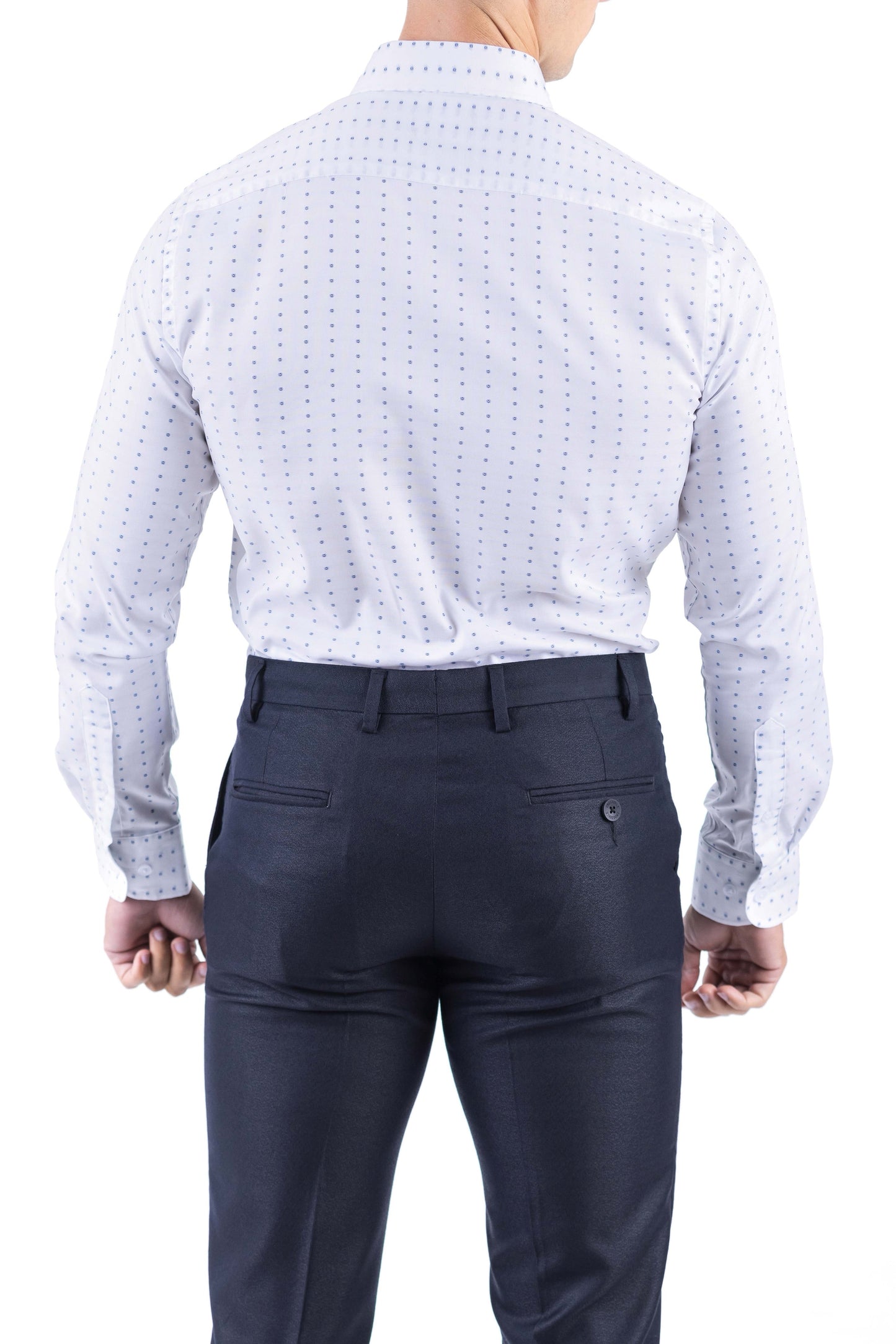 Crocodile Men Formal Printed Slim Fit Shirt - Baby Blue