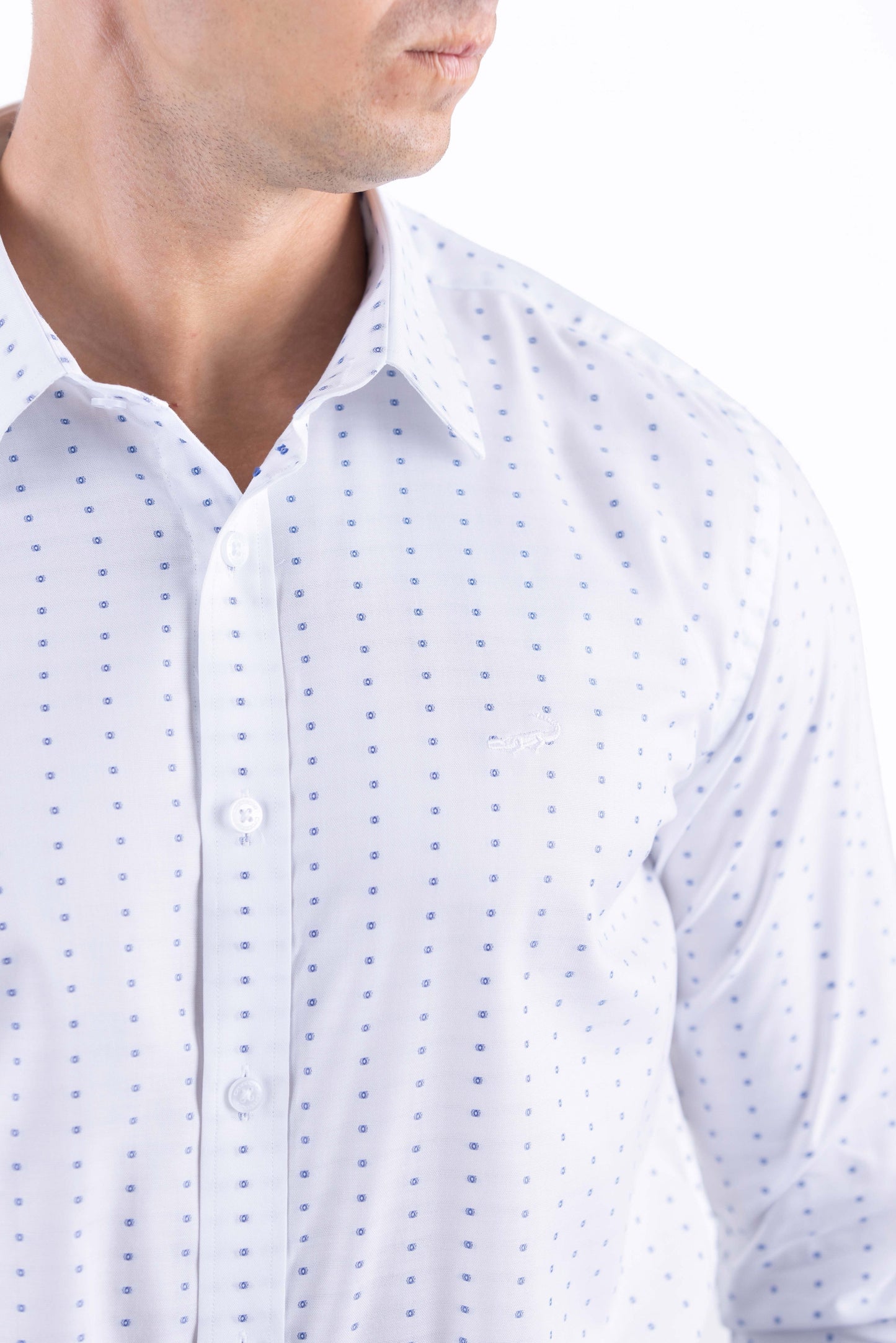Crocodile Men Formal Printed Slim Fit Shirt - Baby Blue
