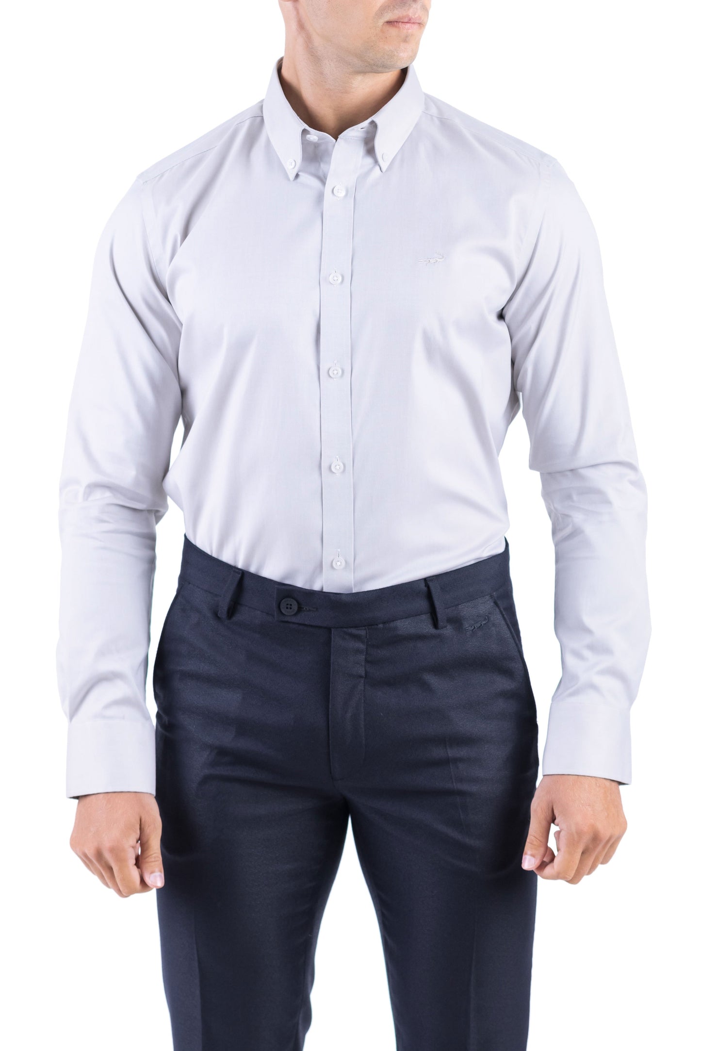 Crocodile Men Formal Plain Slim Fit Shirt - Cream