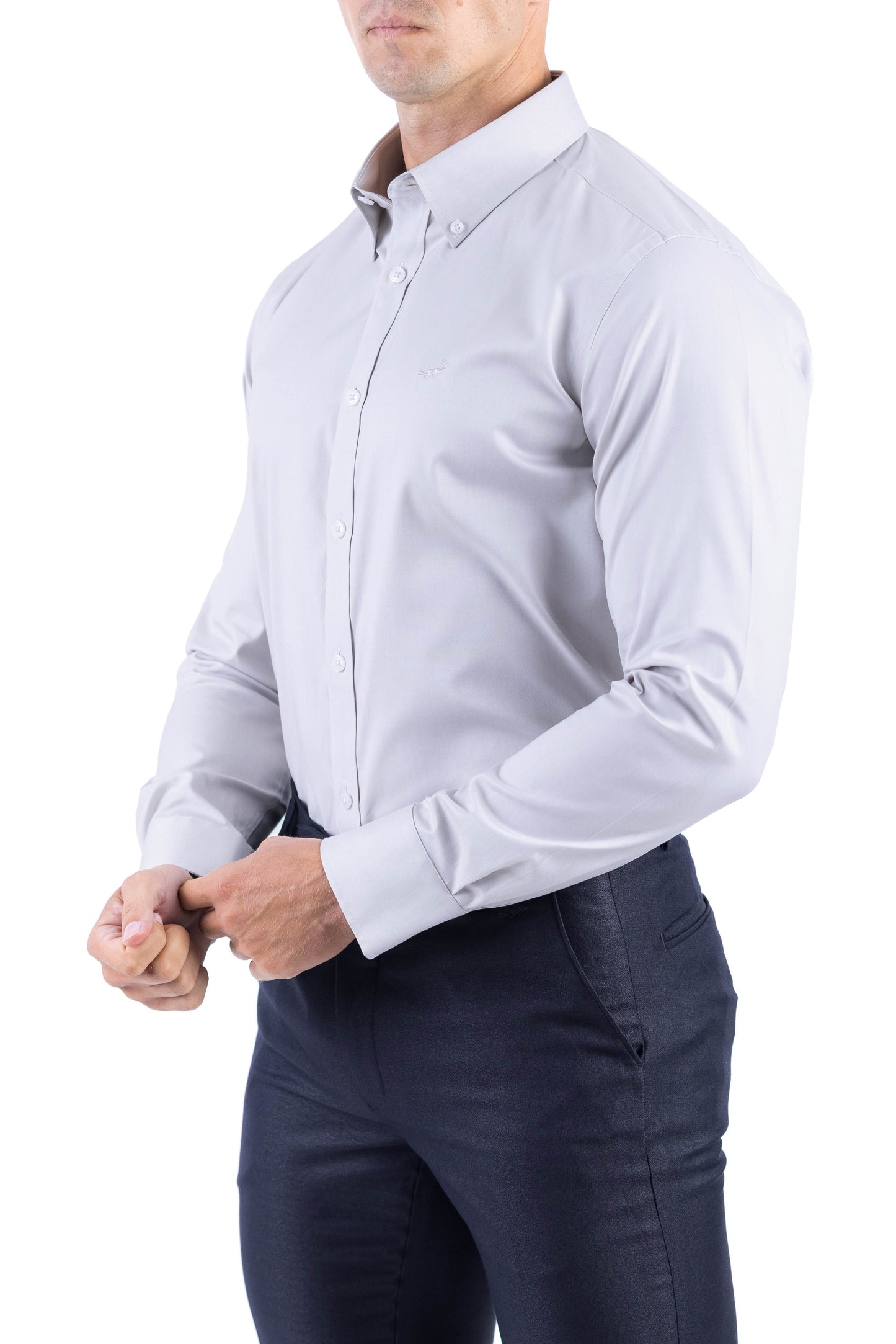 Crocodile Men Formal Plain Slim Fit Shirt - Cream
