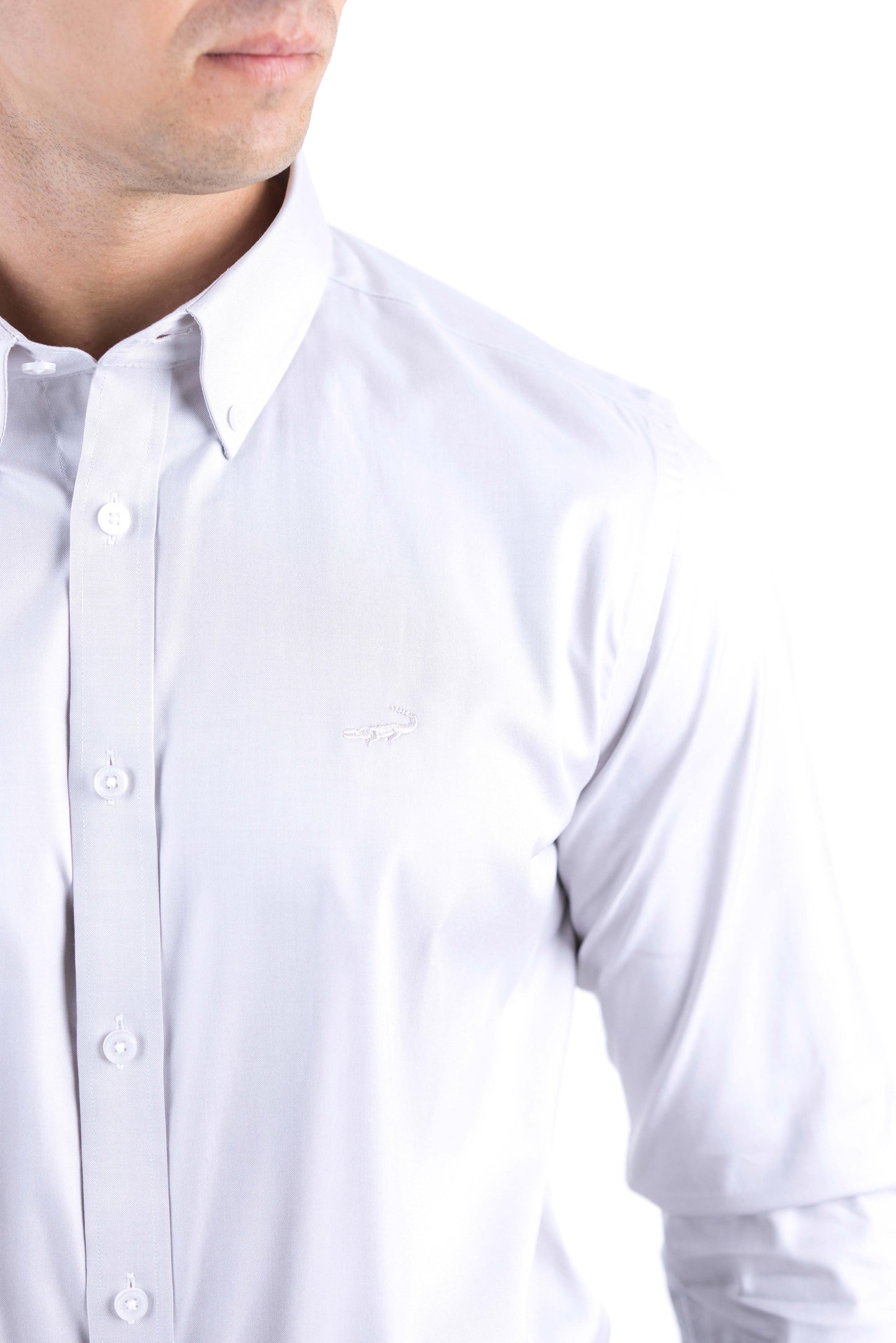 Crocodile Men Formal Plain Slim Fit Shirt - Cream