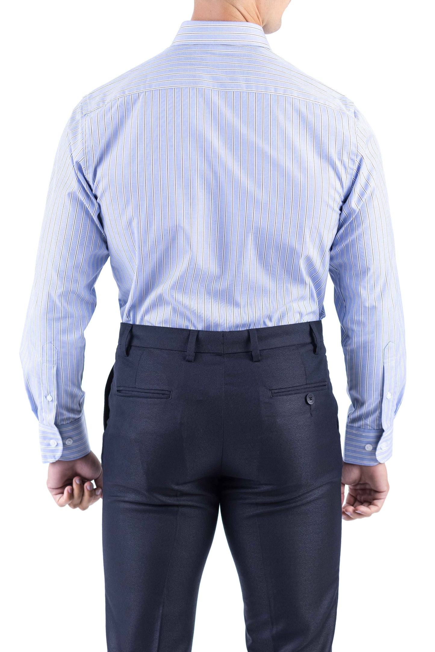 Crocodile Men Formal Stripe Regular Fit Shirt - Blue