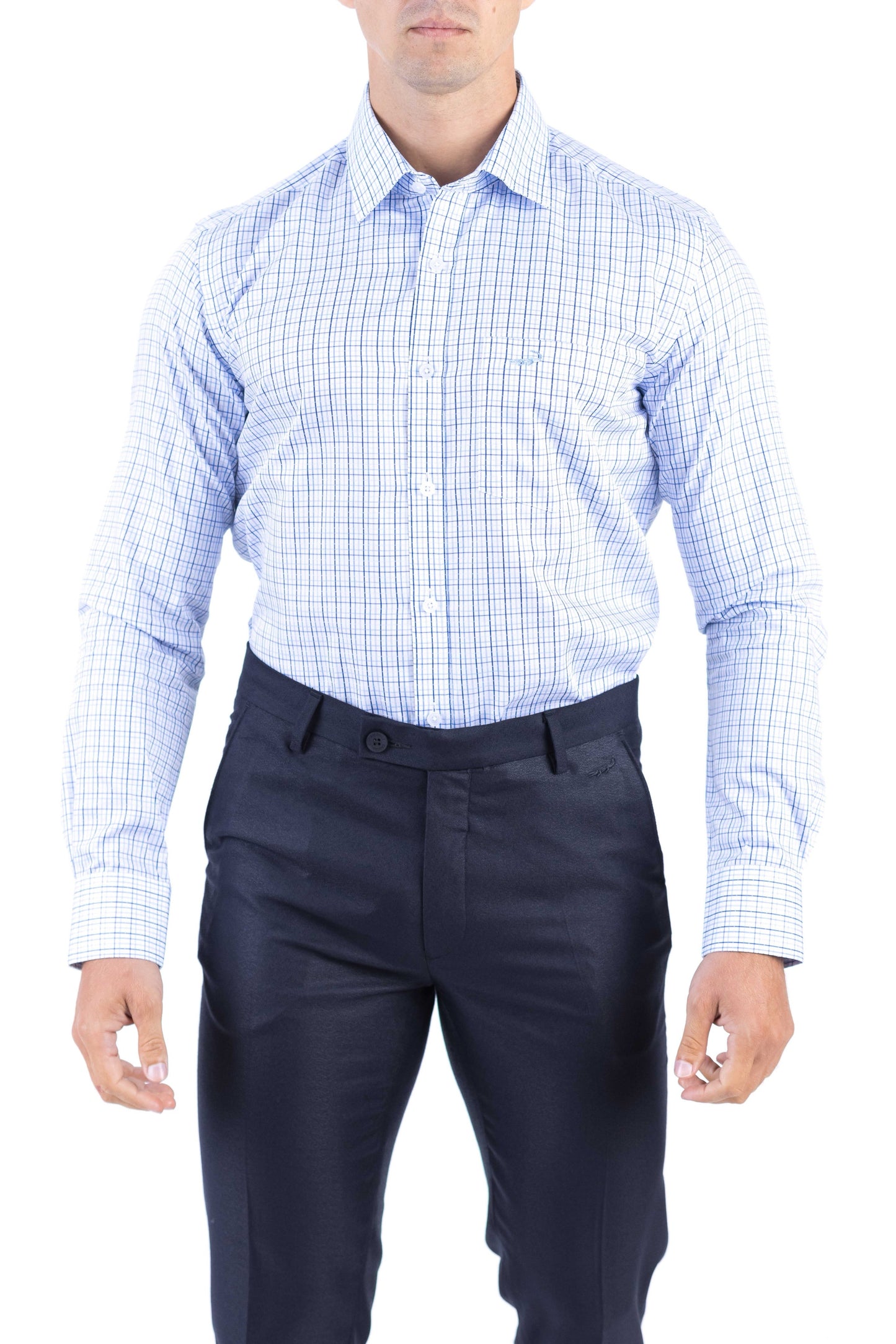 Crocodile Men Formal Checks Slim Fit Shirt - Navy