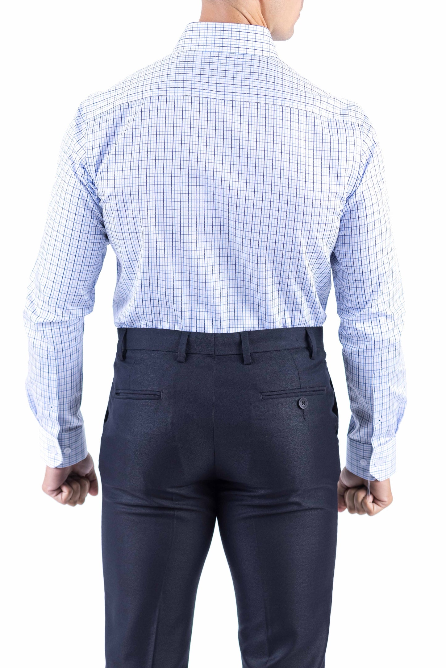 Crocodile Men Formal Checks Slim Fit Shirt - Navy