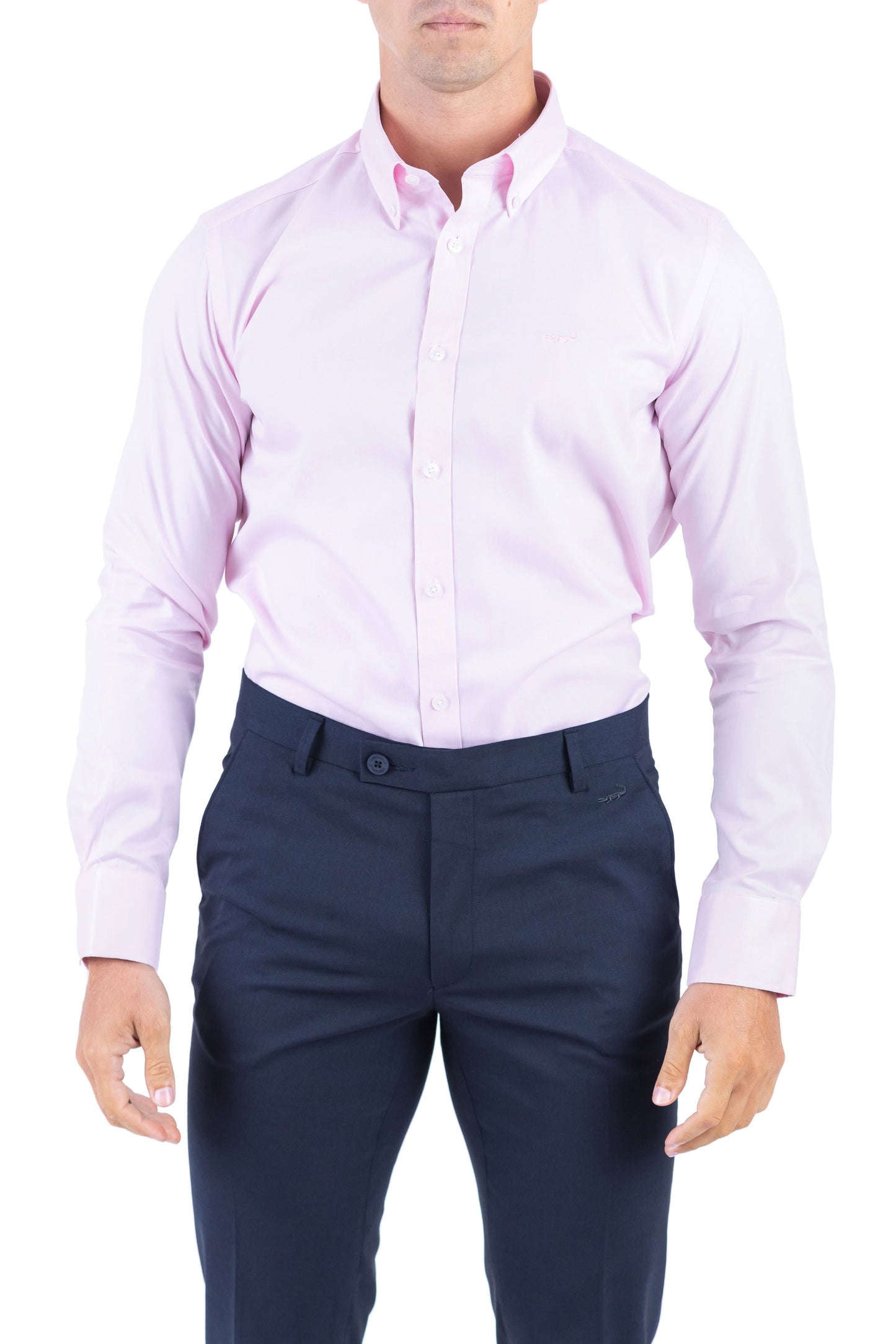 Crocodile Men Formal Plain Slim Fit Shirt - Light Pink