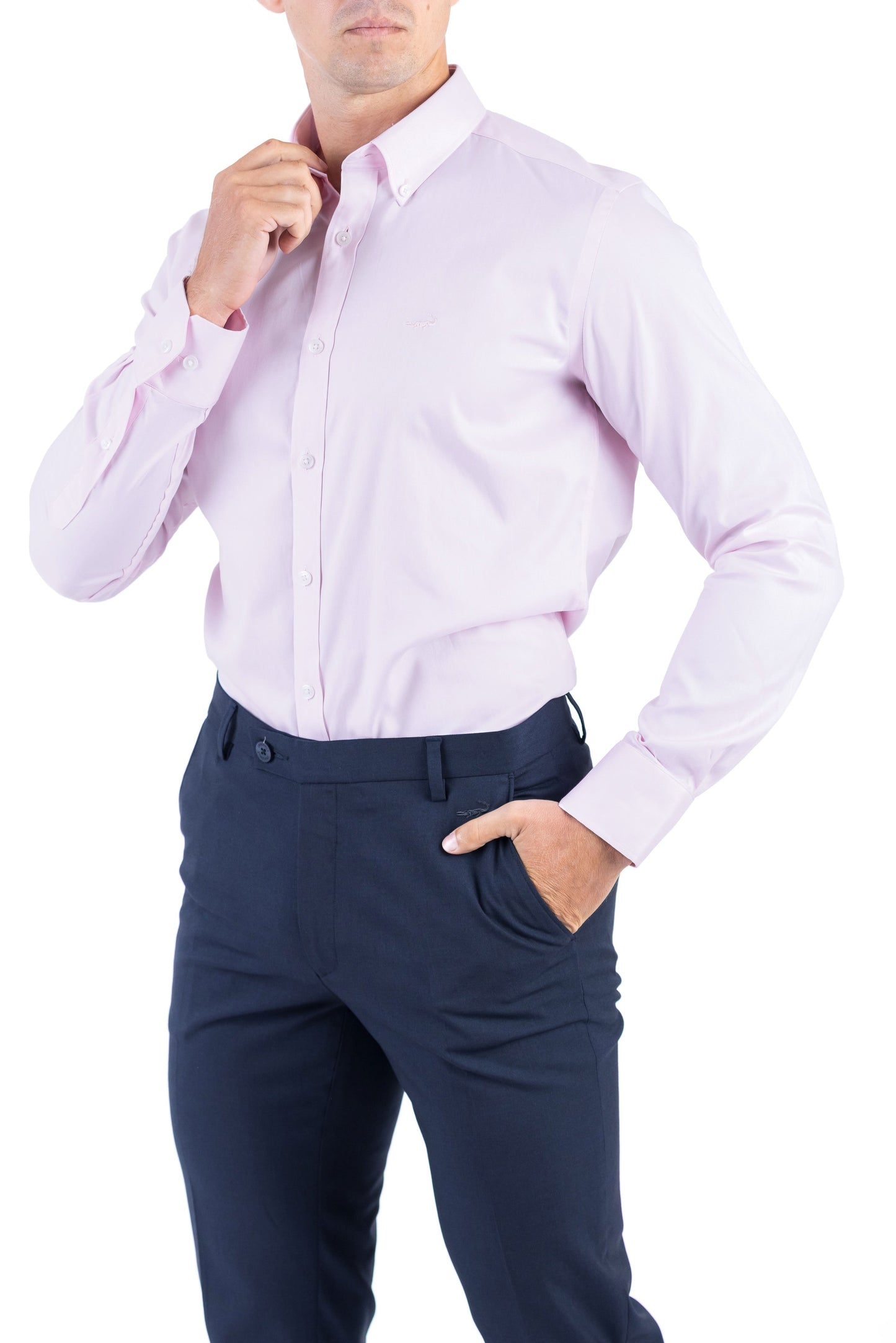 Crocodile Men Formal Plain Slim Fit Shirt - Light Pink