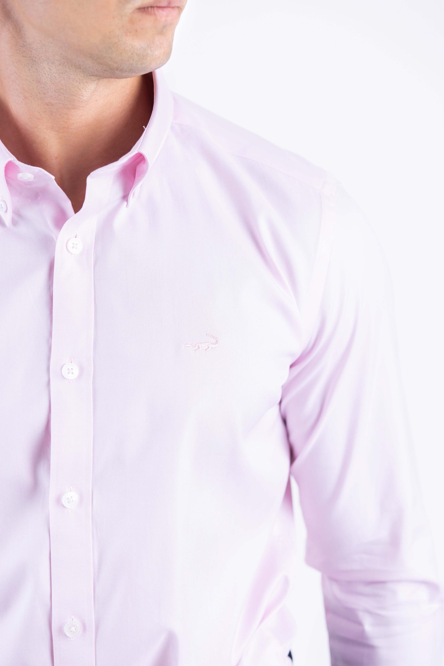 Crocodile Men Formal Plain Slim Fit Shirt - Light Pink