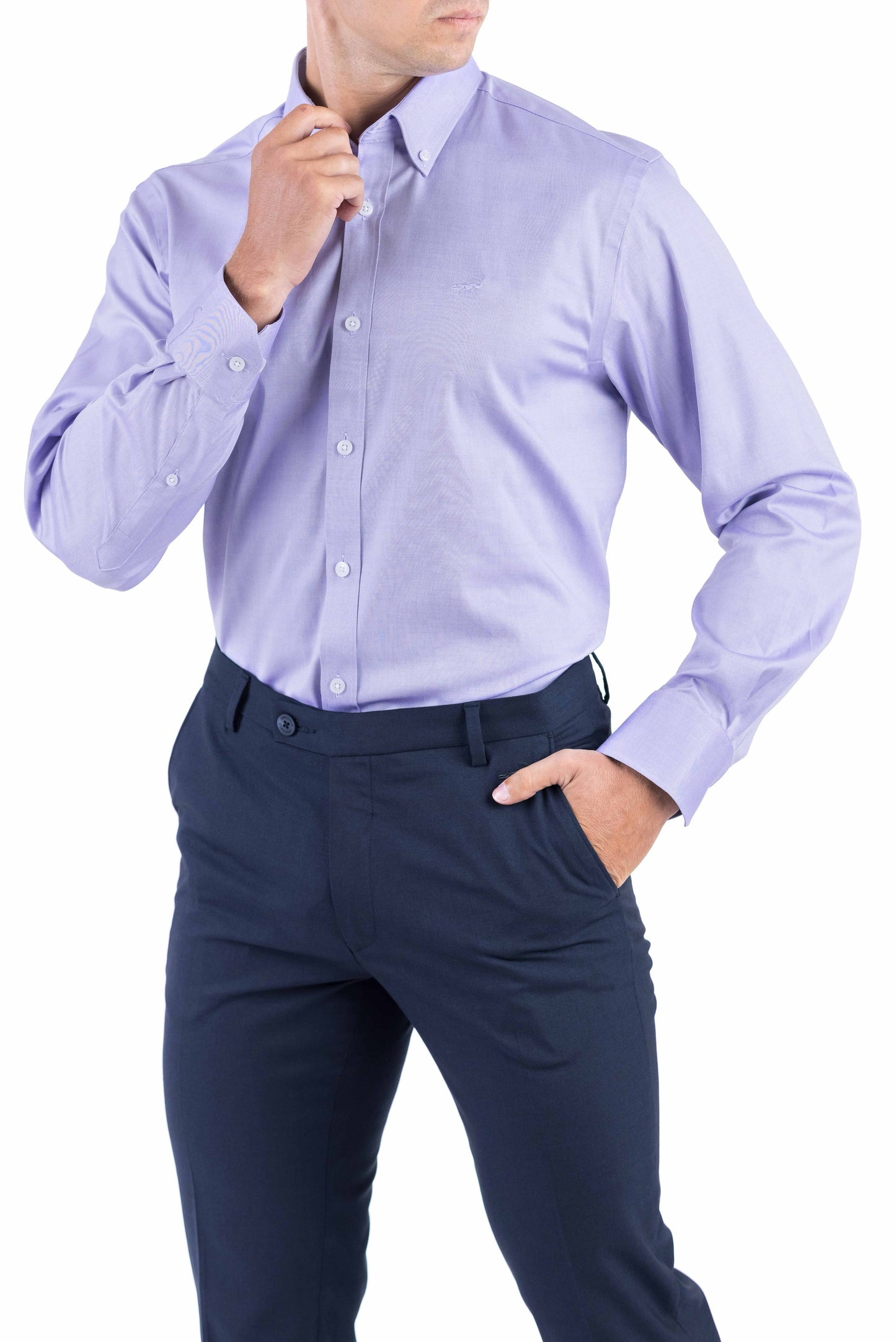 Crocodile Men Formal Plain Regular Fit Shirt - Royal Purple
