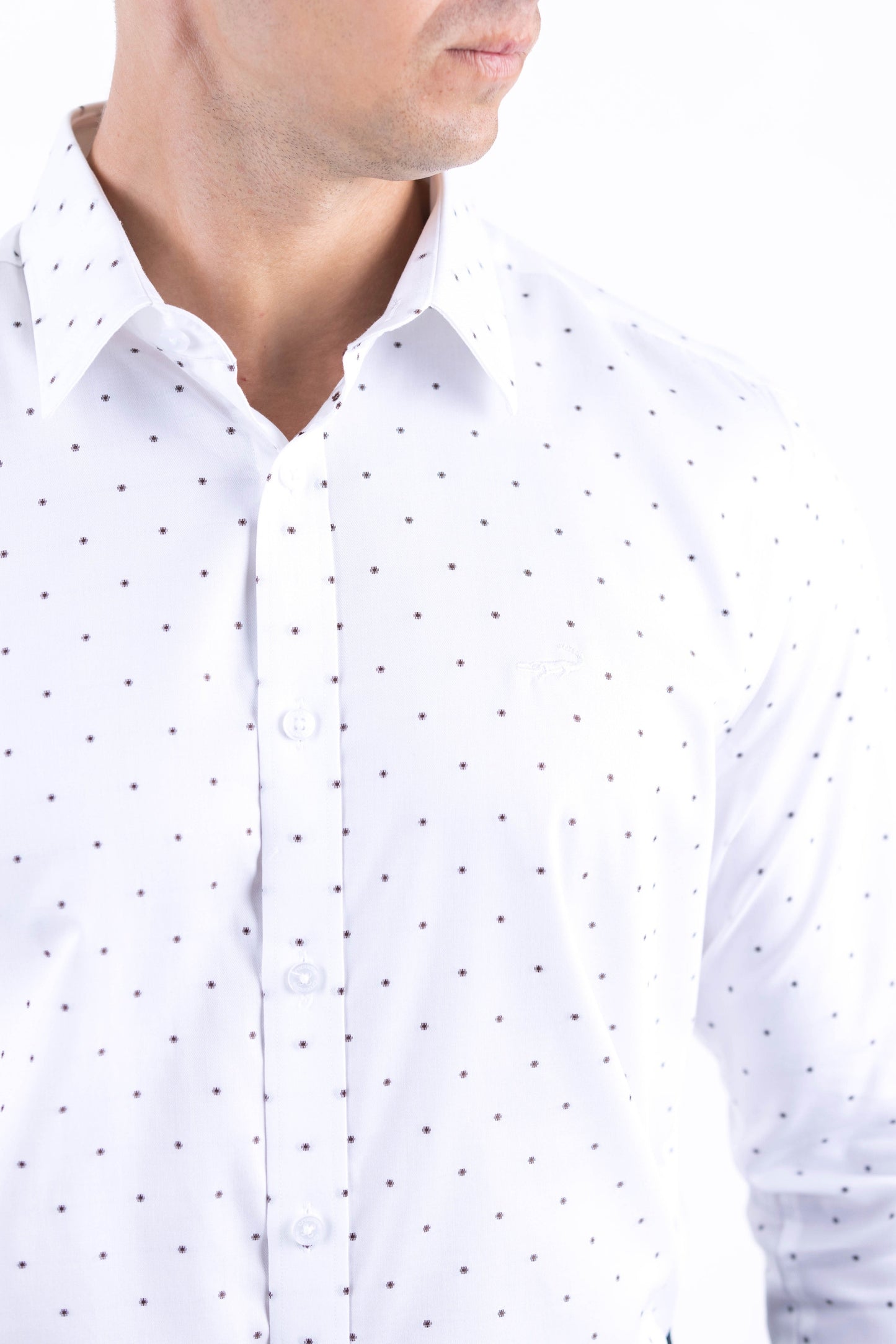 Crocodile Men Formal Printed Slim Fit Shirt - Brown Tane