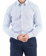 Crocodile Men Formal Stripe Slim Fit Shirt - Black Inck