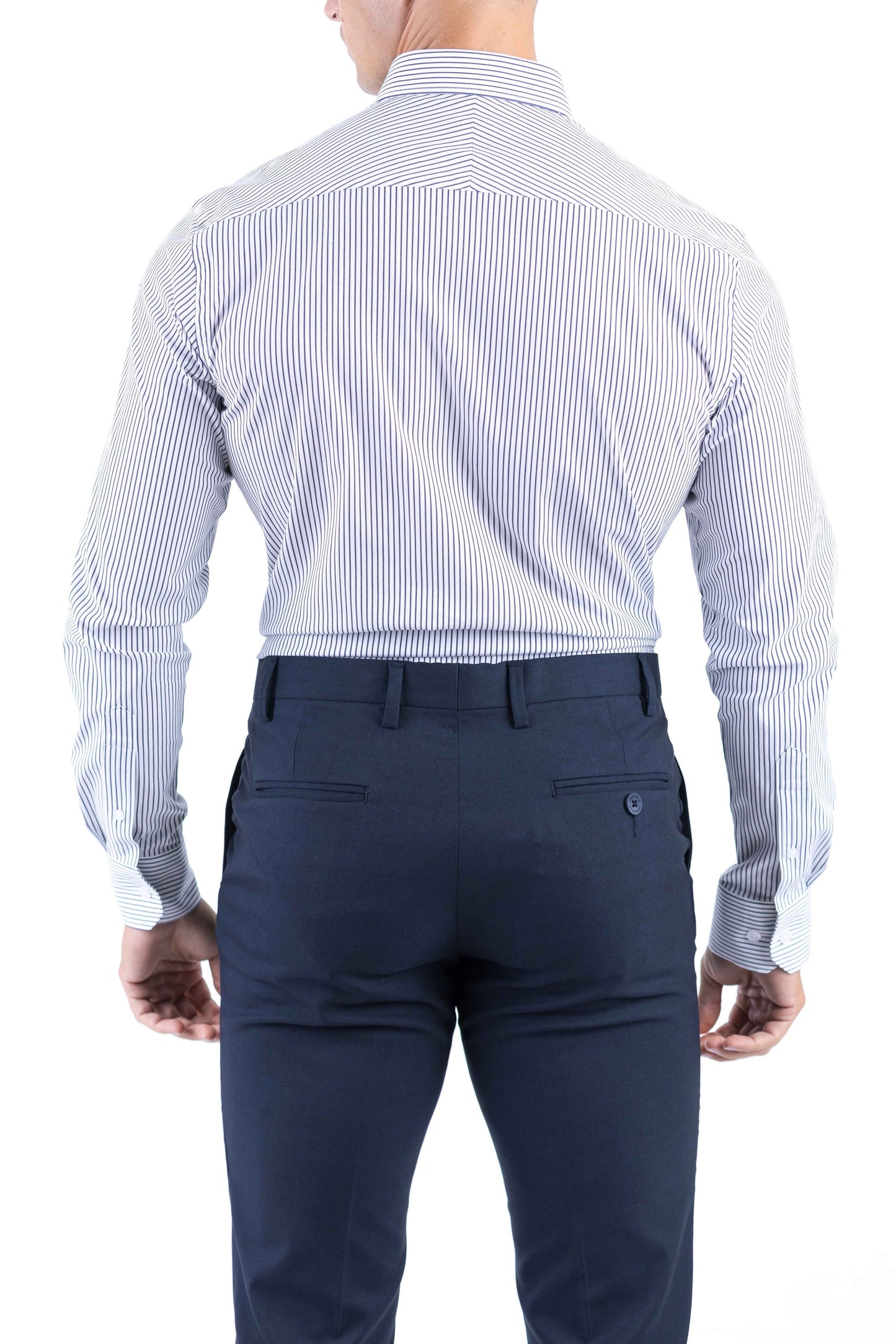 Crocodile Men Formal Stripe Slim Fit Shirt - Black Inck