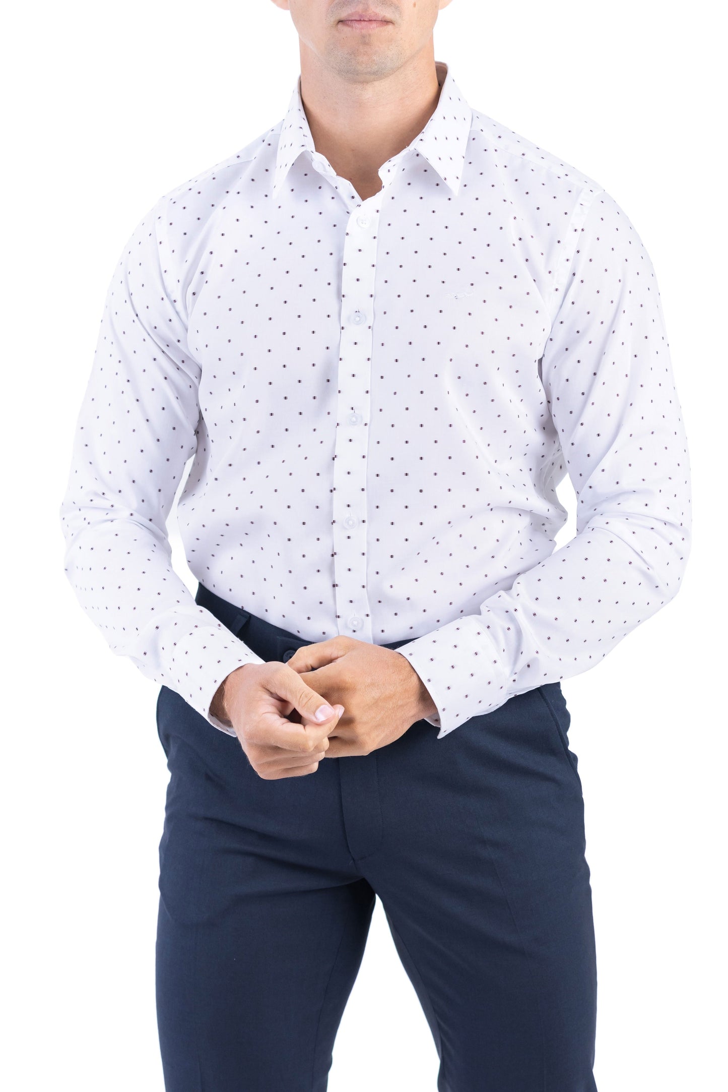 Crocodile Men Formal Printed Slim Fit Shirt - Coca Brown