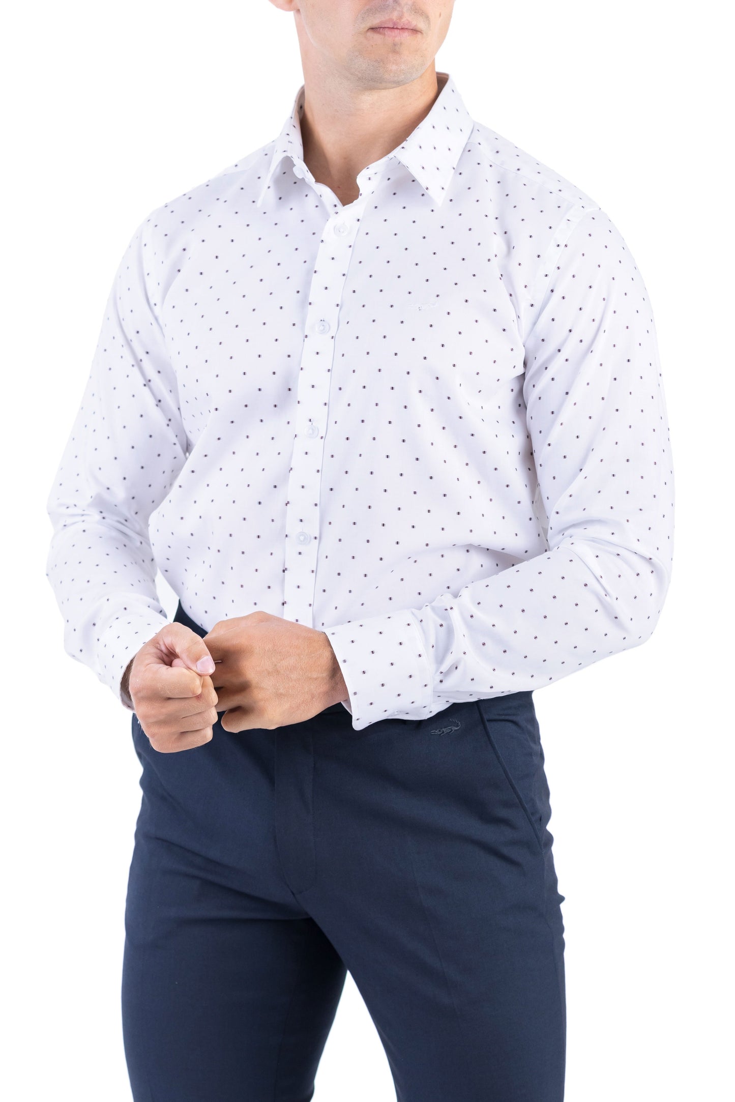 Crocodile Men Formal Printed Slim Fit Shirt - Coca Brown