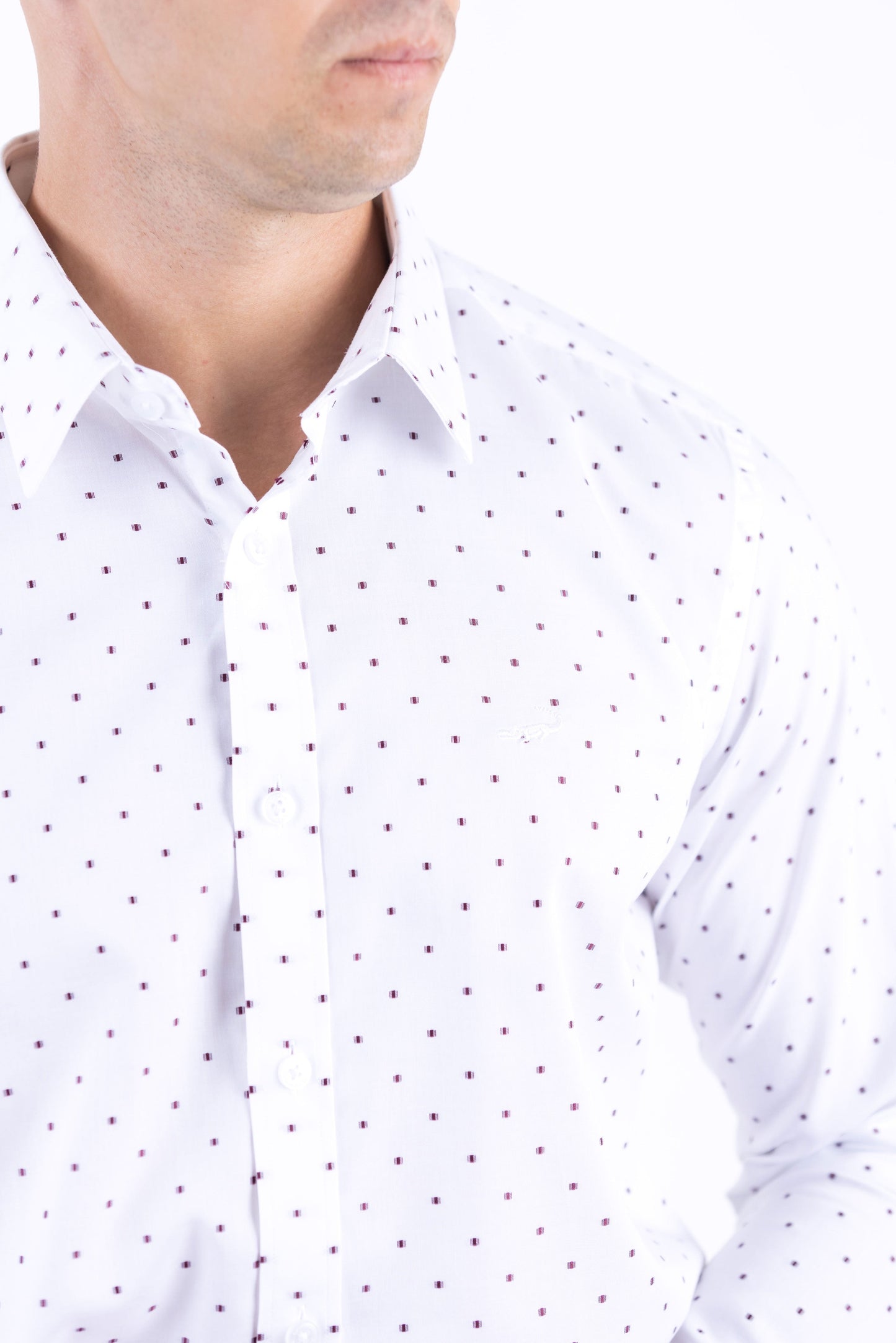 Crocodile Men Formal Printed Slim Fit Shirt - Coca Brown
