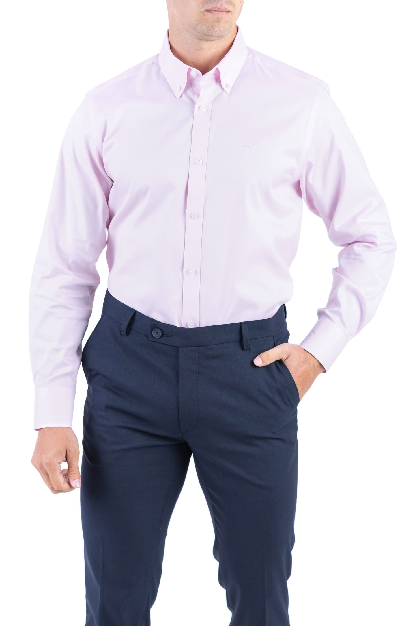 Crocodile Men Formal Plain Regular Fit Shirt - Light Pink