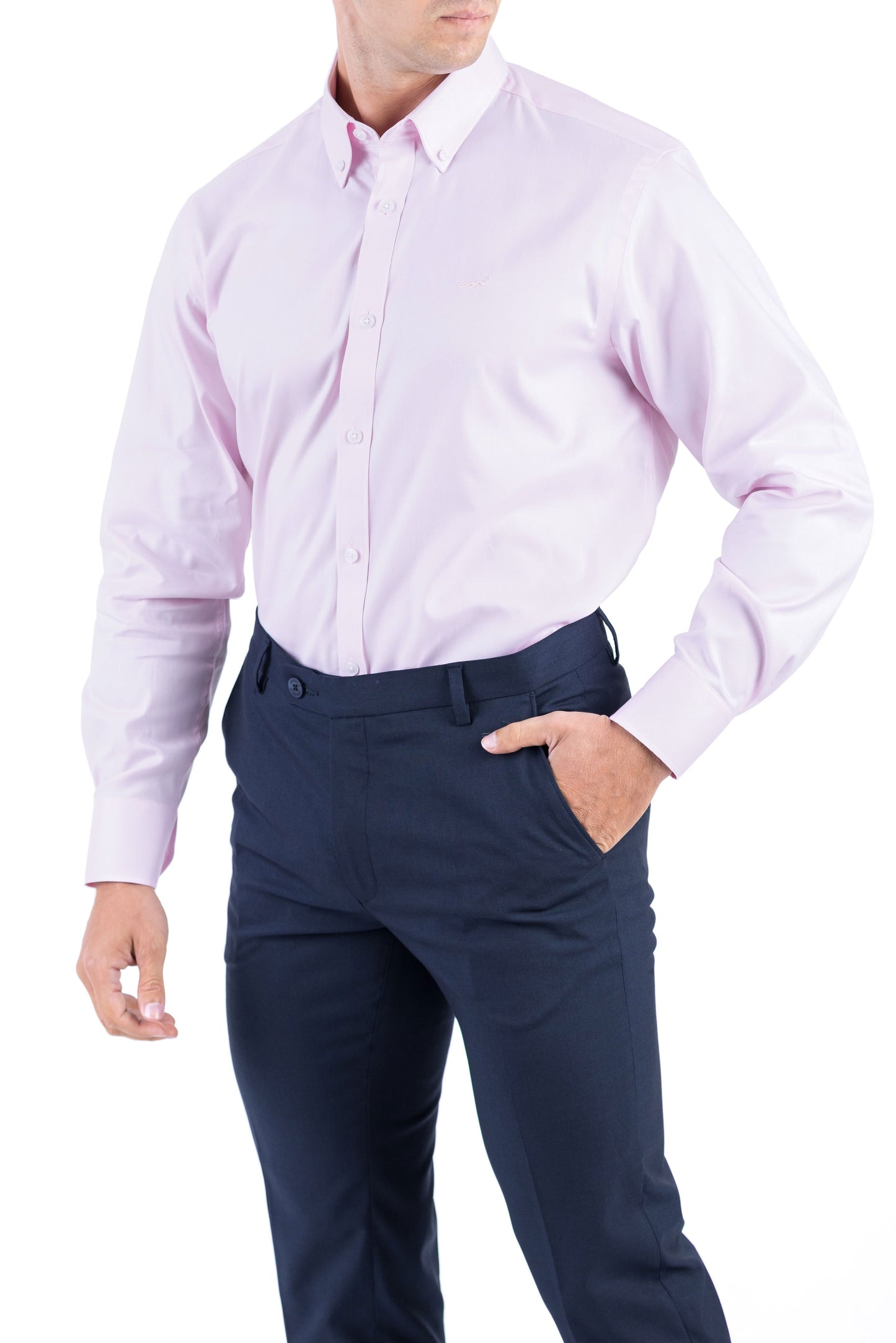 Crocodile Men Formal Plain Regular Fit Shirt - Light Pink
