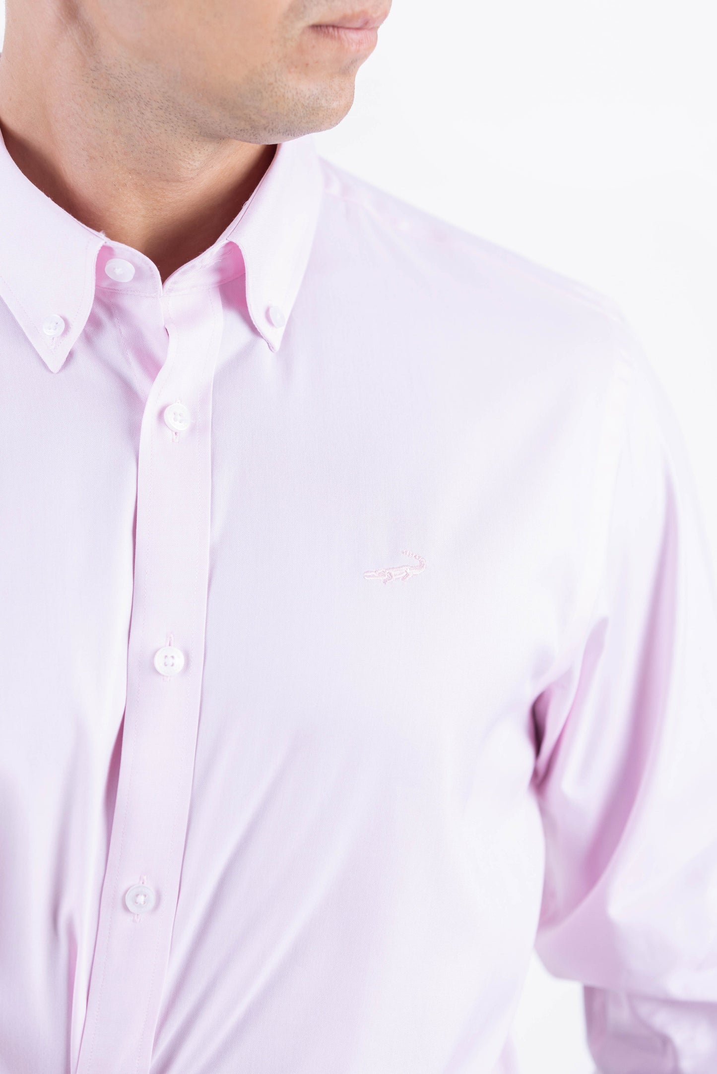 Crocodile Men Formal Plain Regular Fit Shirt - Light Pink
