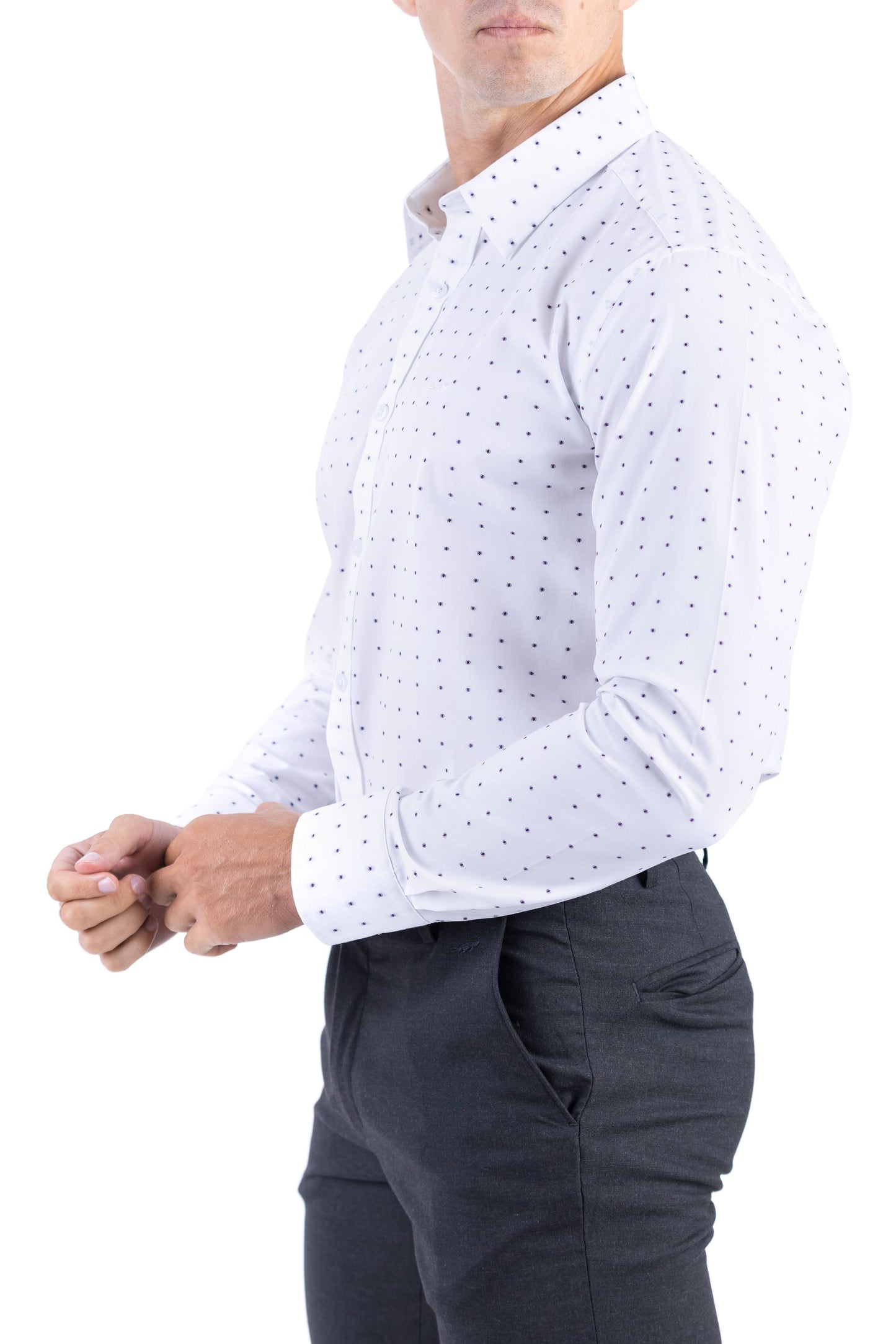 Crocodile Men Formal Printed Slim Fit Shirt - Brown