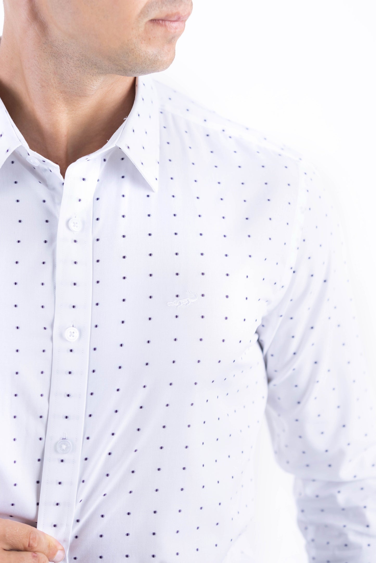 Crocodile Men Formal Printed Slim Fit Shirt - Brown