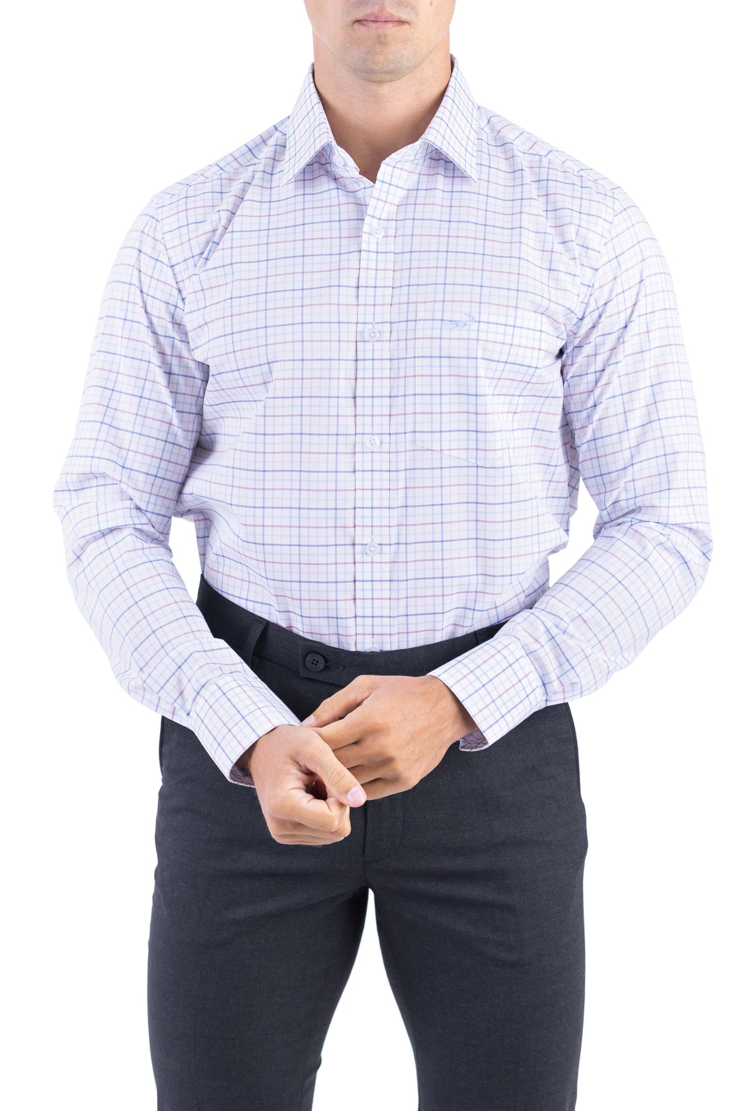 Crocodile Men Formal Checks Slim Fit Shirt - Cosmic Blue