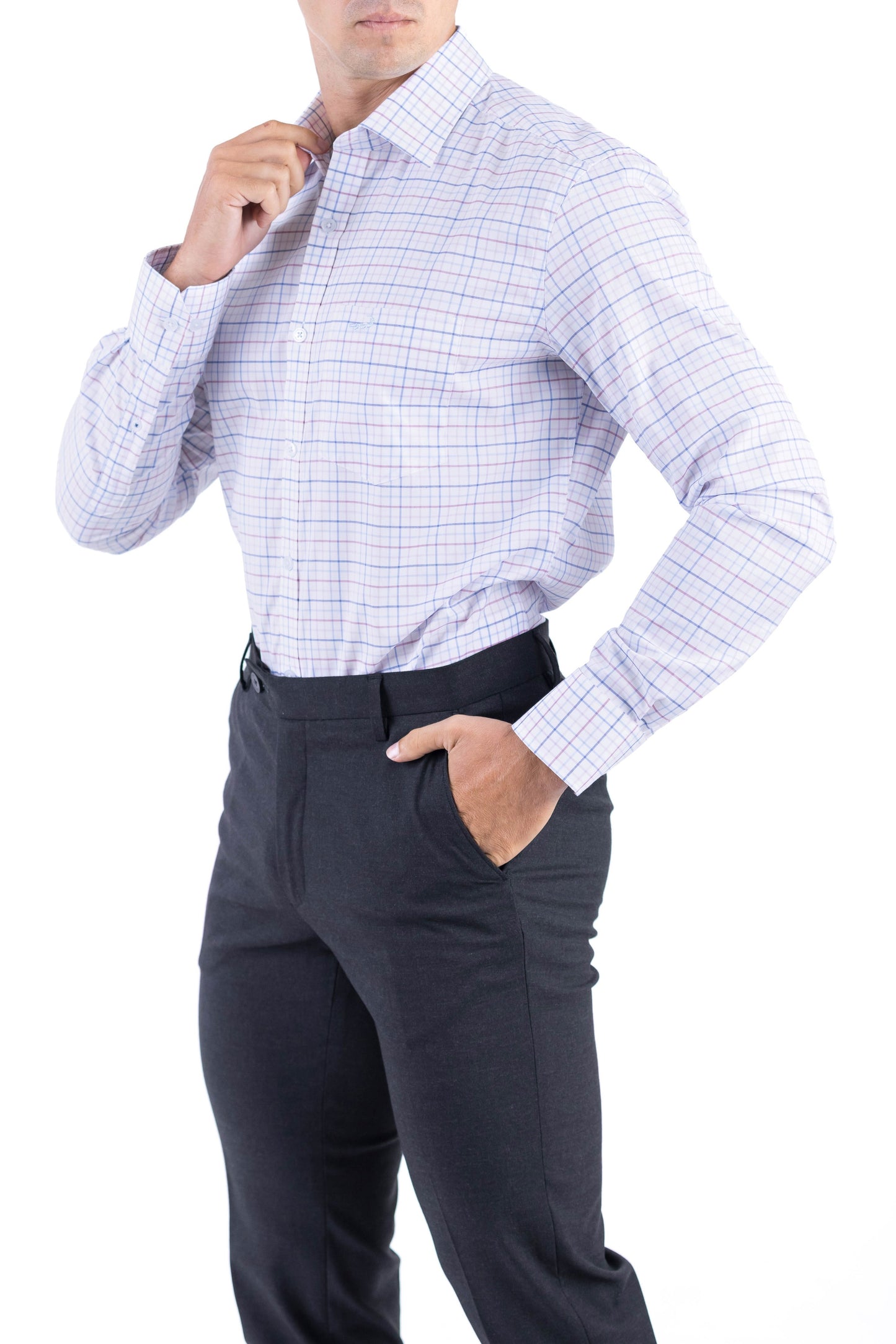 Crocodile Men Formal Checks Slim Fit Shirt - Cosmic Blue