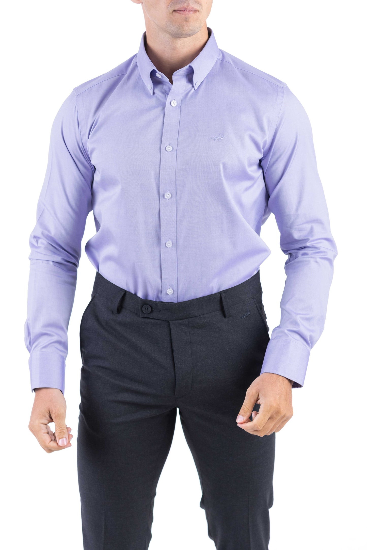 Crocodile Men Formal Plain Slim Fit Shirt - Royal Purple