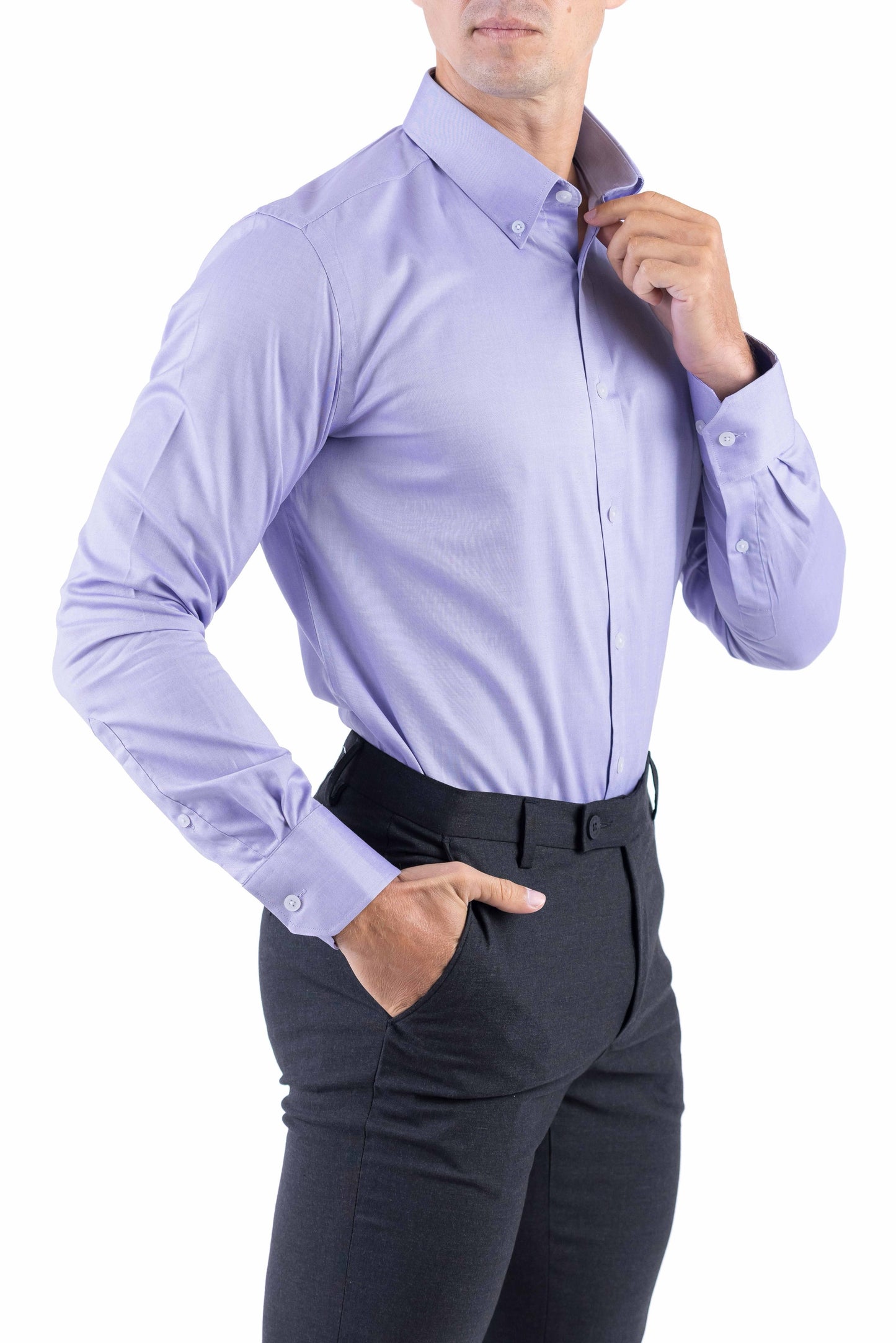Crocodile Men Formal Plain Slim Fit Shirt - Royal Purple