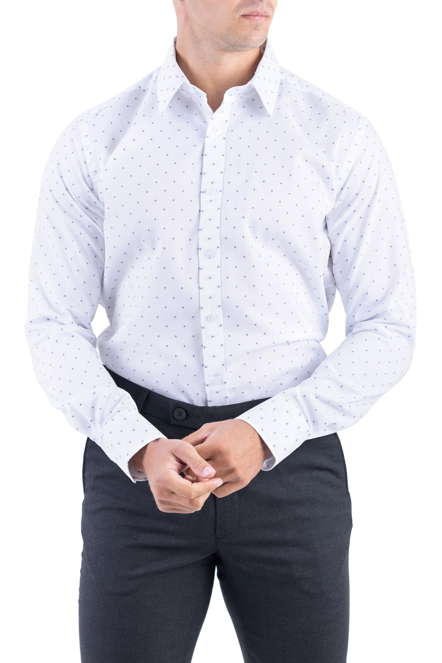 Crocodile Men Formal Printed Slim Fit Shirt - Angel Blue