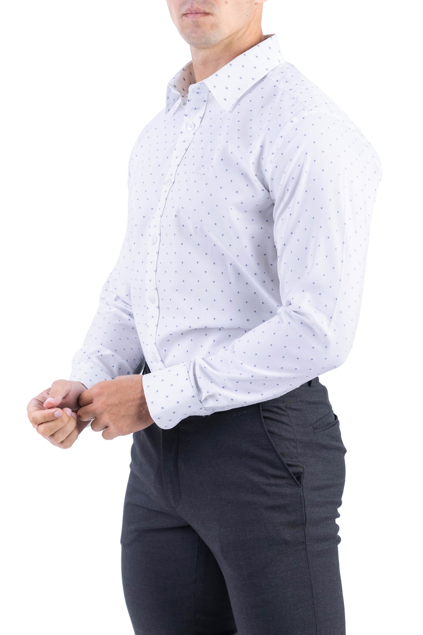 Crocodile Men Formal Printed Slim Fit Shirt - Angel Blue