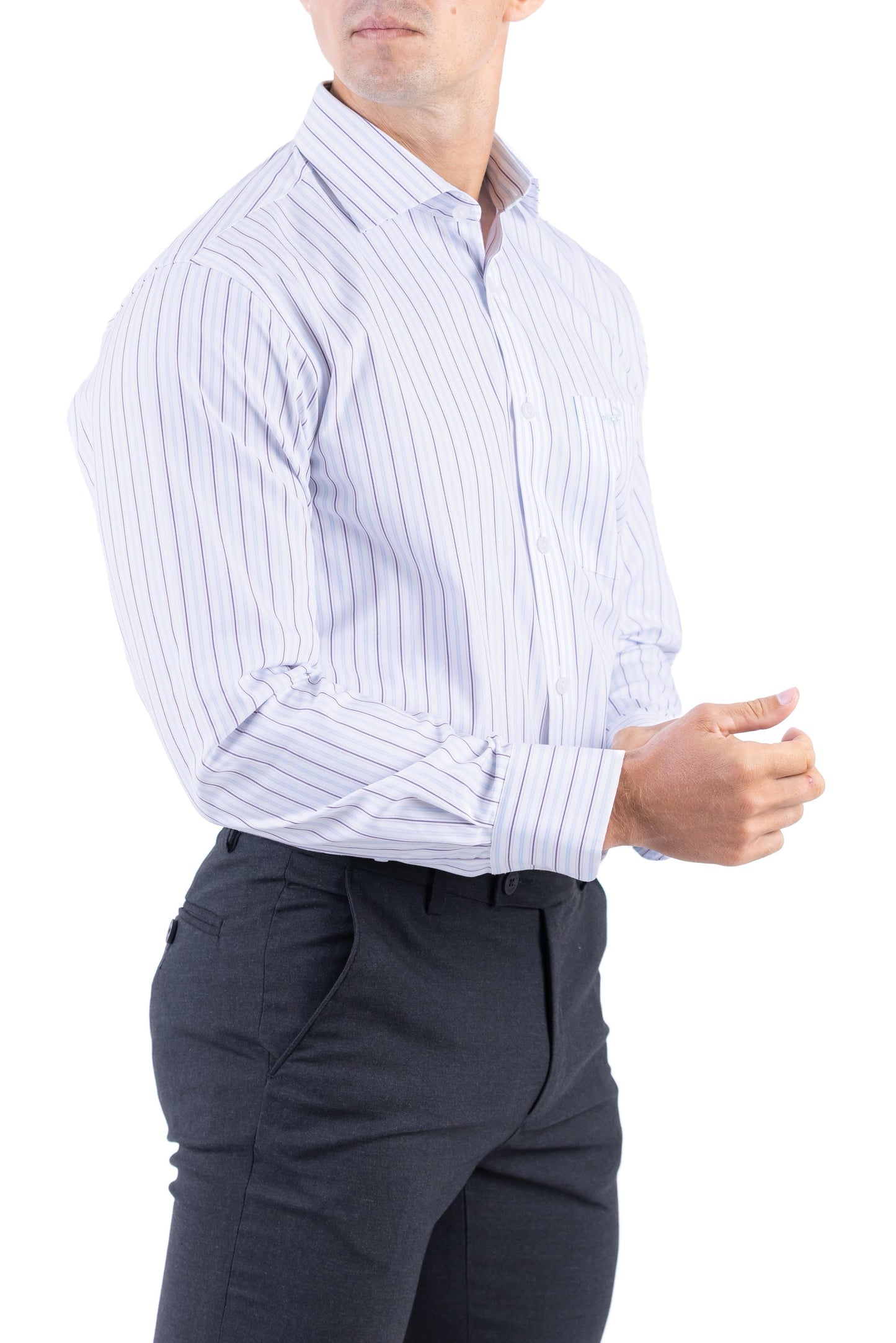 Crocodile Men Formal Stripe Regular Fit Shirt - Maroon
