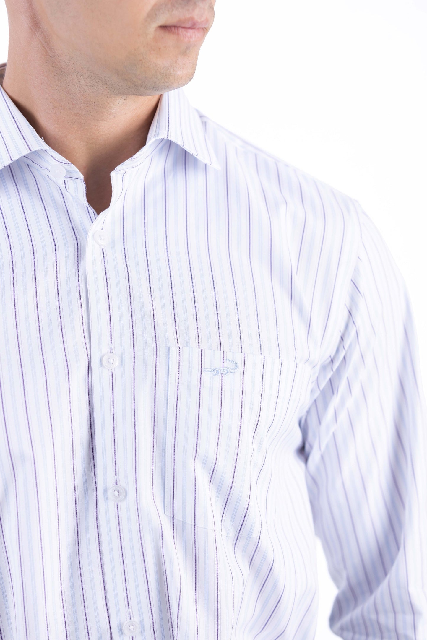 Crocodile Men Formal Stripe Regular Fit Shirt - Maroon