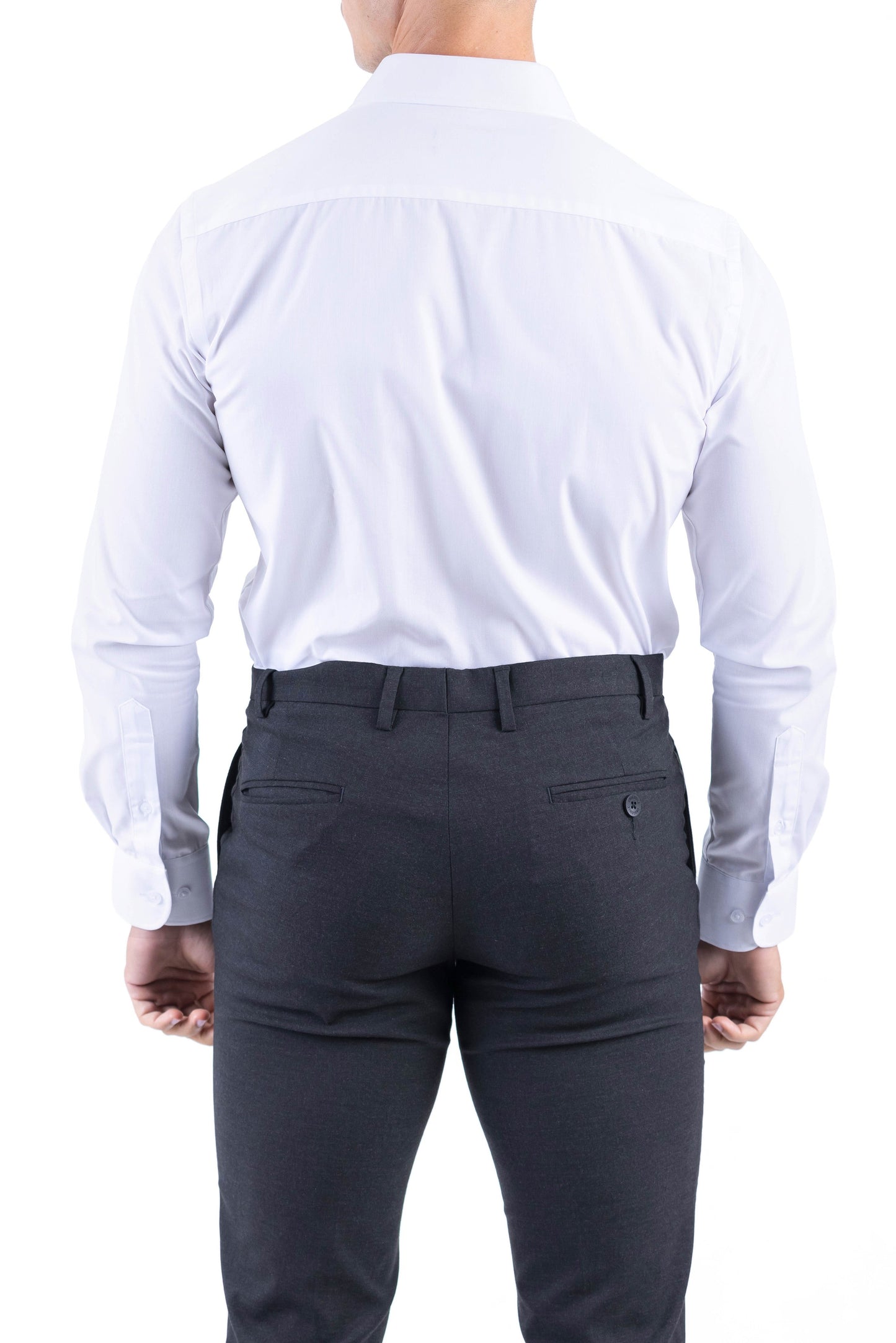 Crocodile Men Formal Plain Slim Fit Shirt - Egret