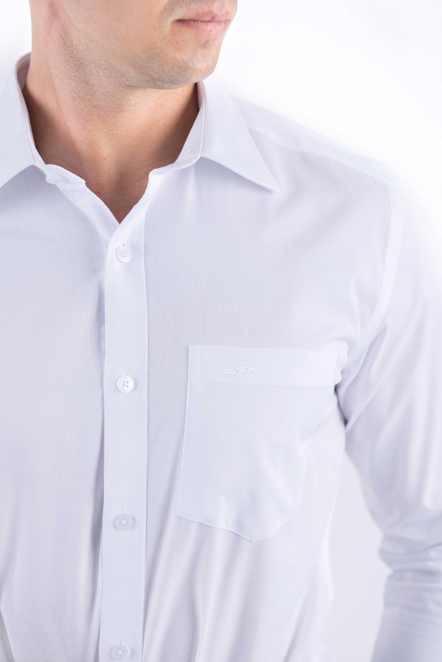 Crocodile Men Formal Plain Slim Fit Shirt - Egret